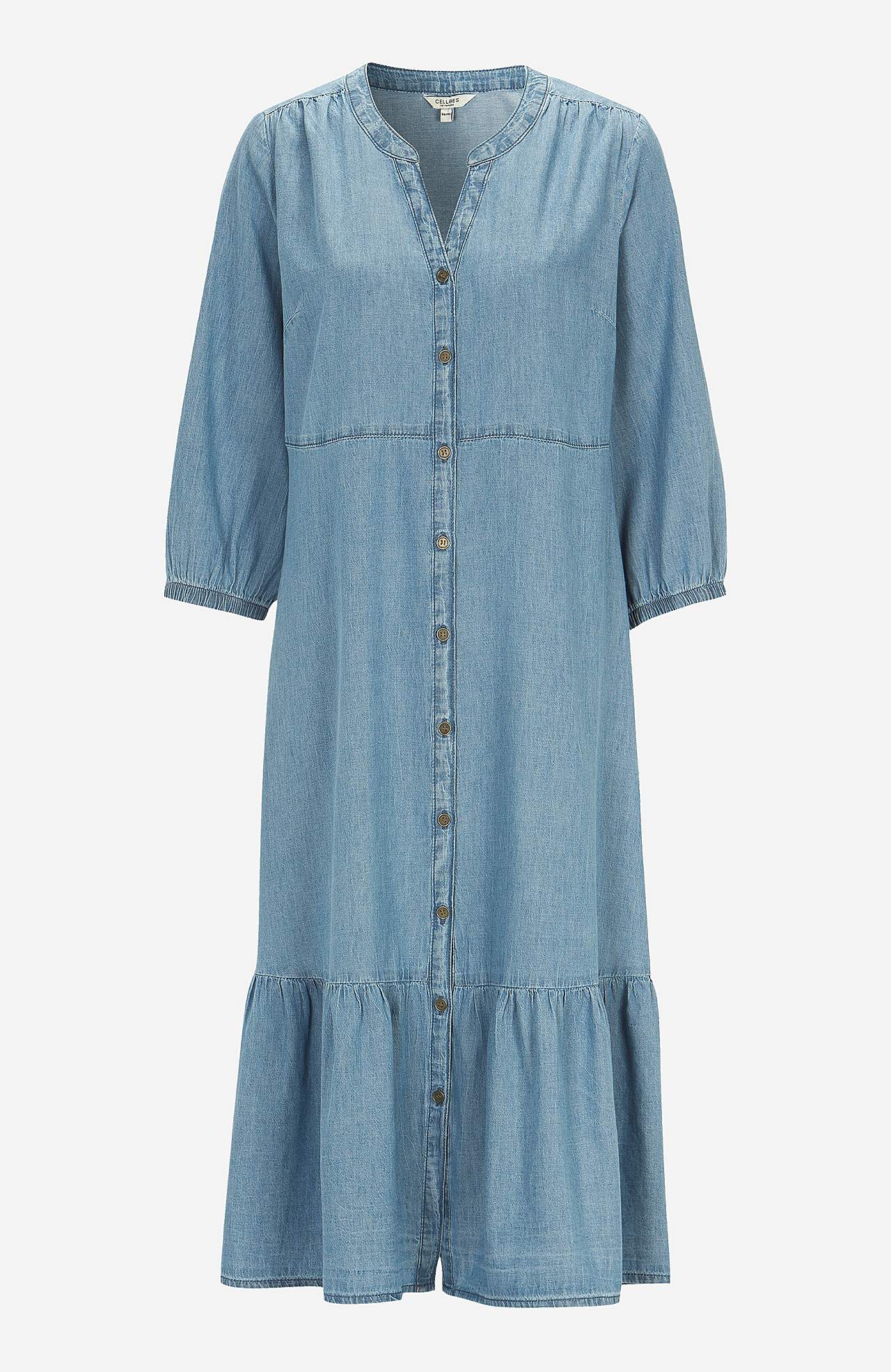 Jeansklänning med volang