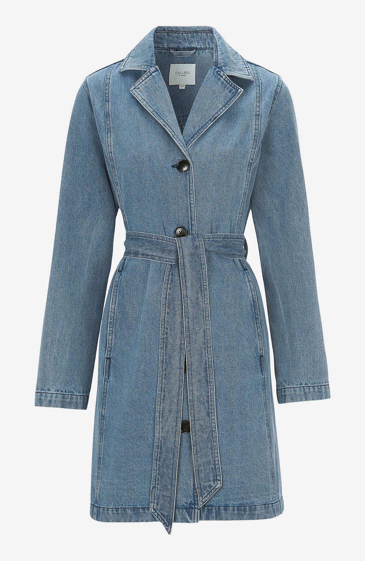 Kappa i denim med knytskärp