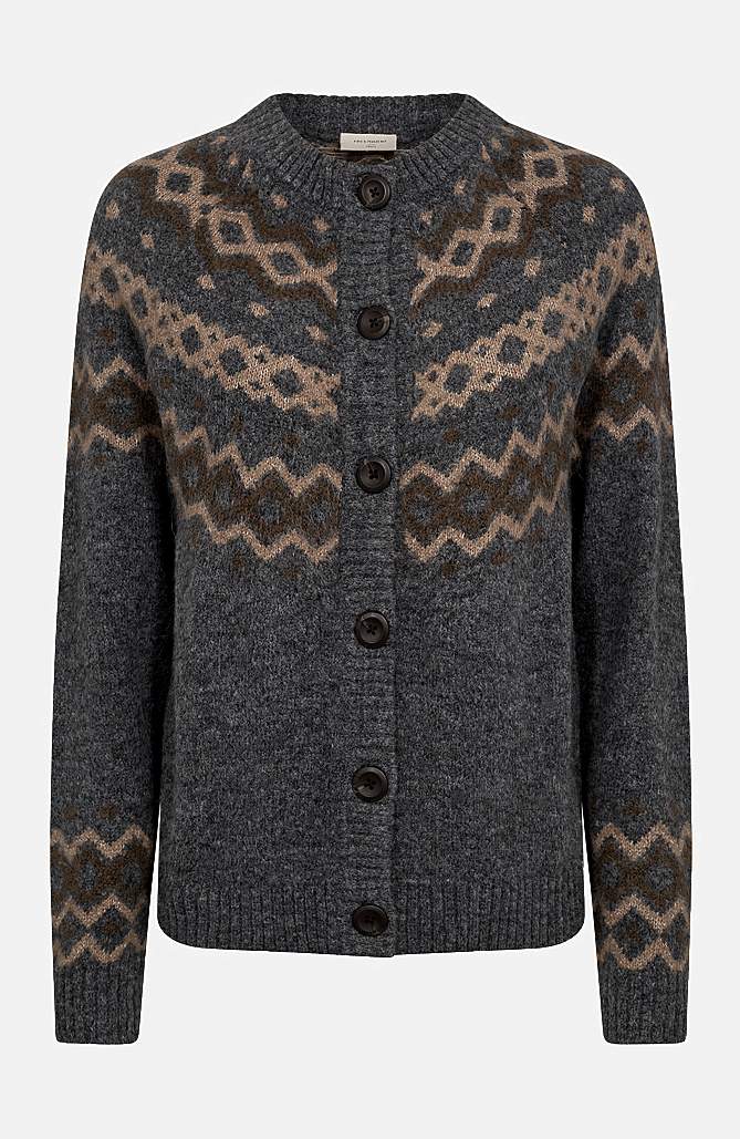 Cardigan med jacquardstickat mönster Merla