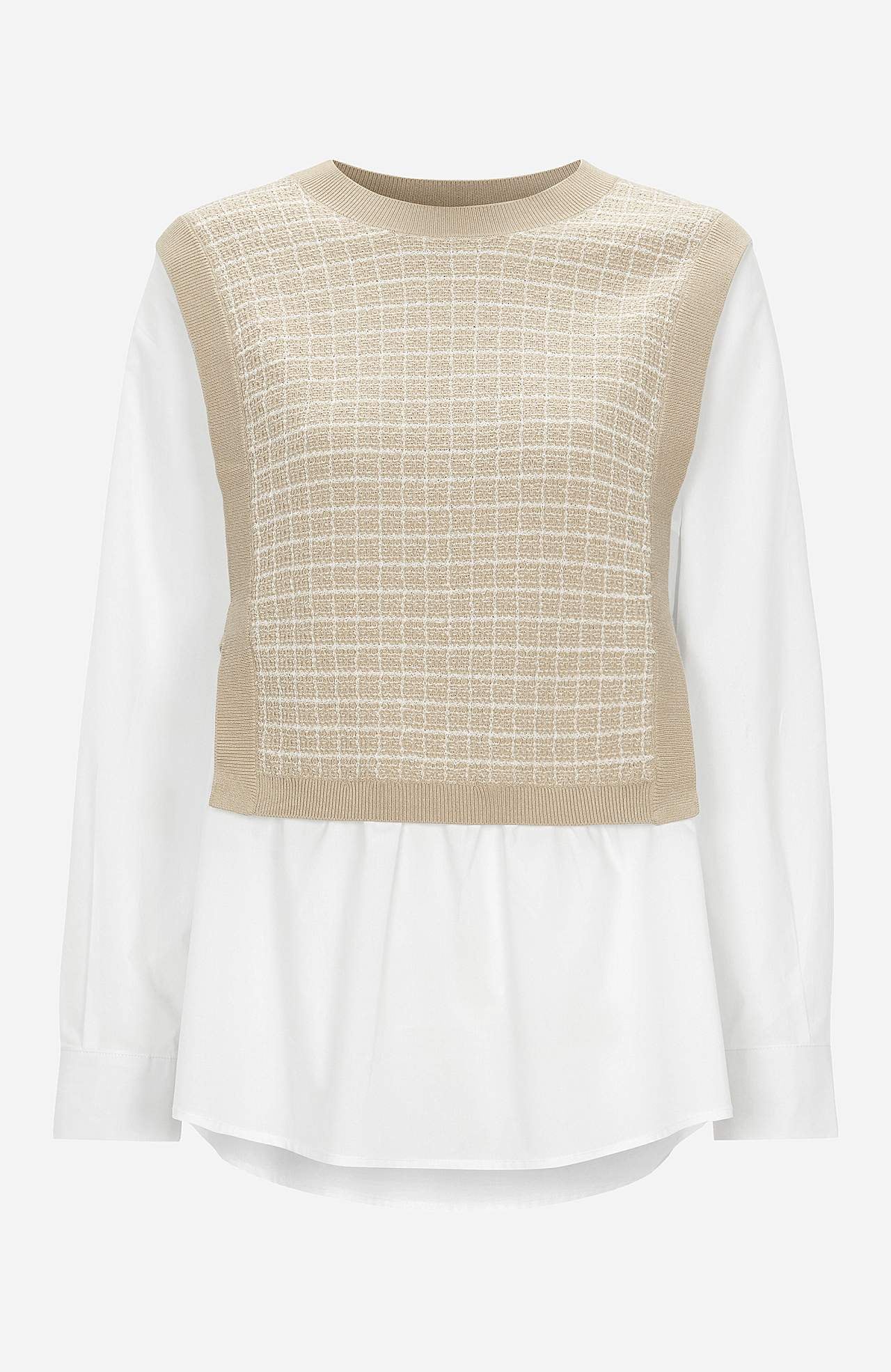 Skjorta med fastsydd pullover