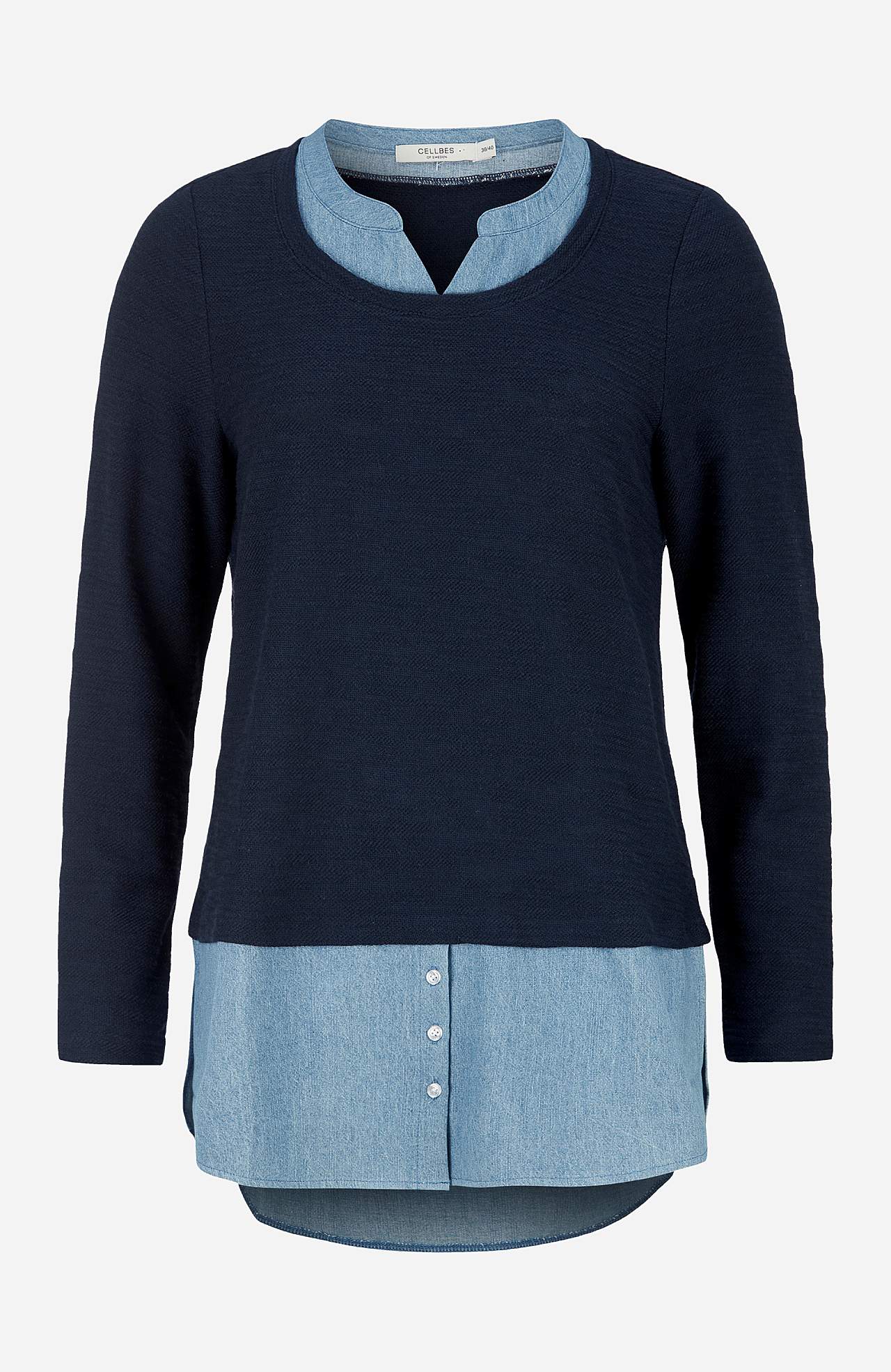 Trikåtunika med detaljer i denim Denise