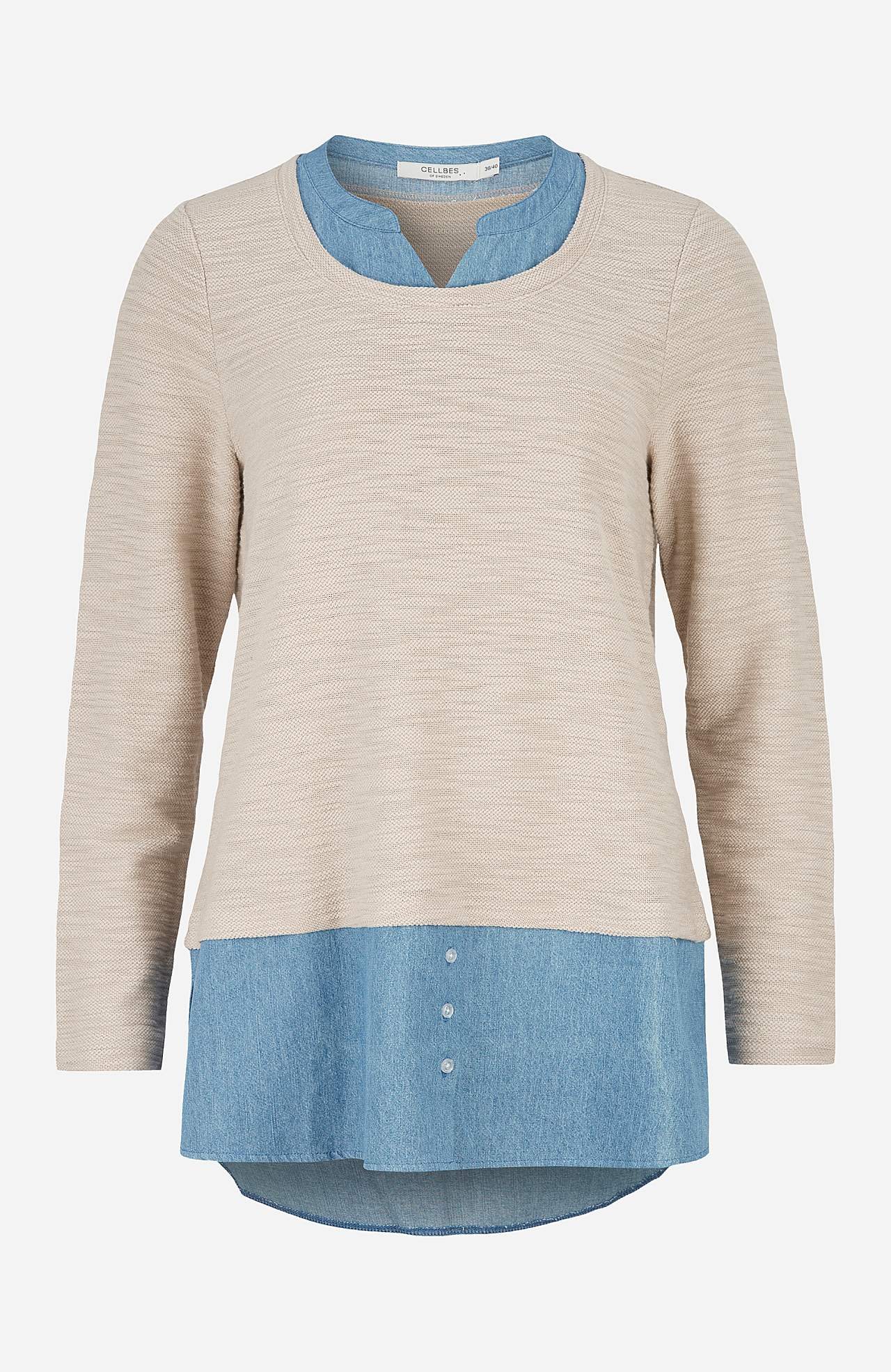 Trikåtunika med detaljer i denim Denise