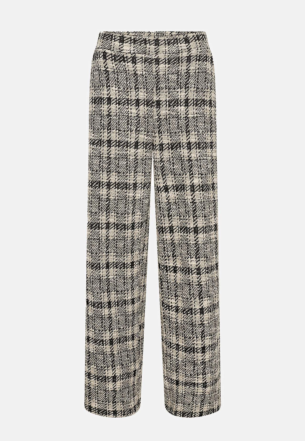 Rutig trikåbyxa med vida ben