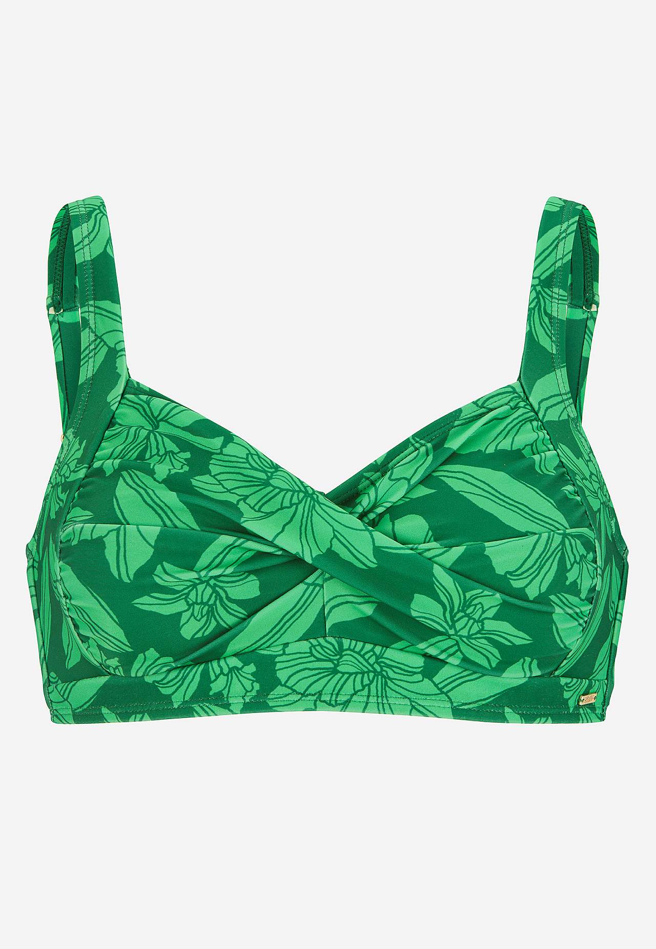 Blommönstrad, bygellös bikini-bh