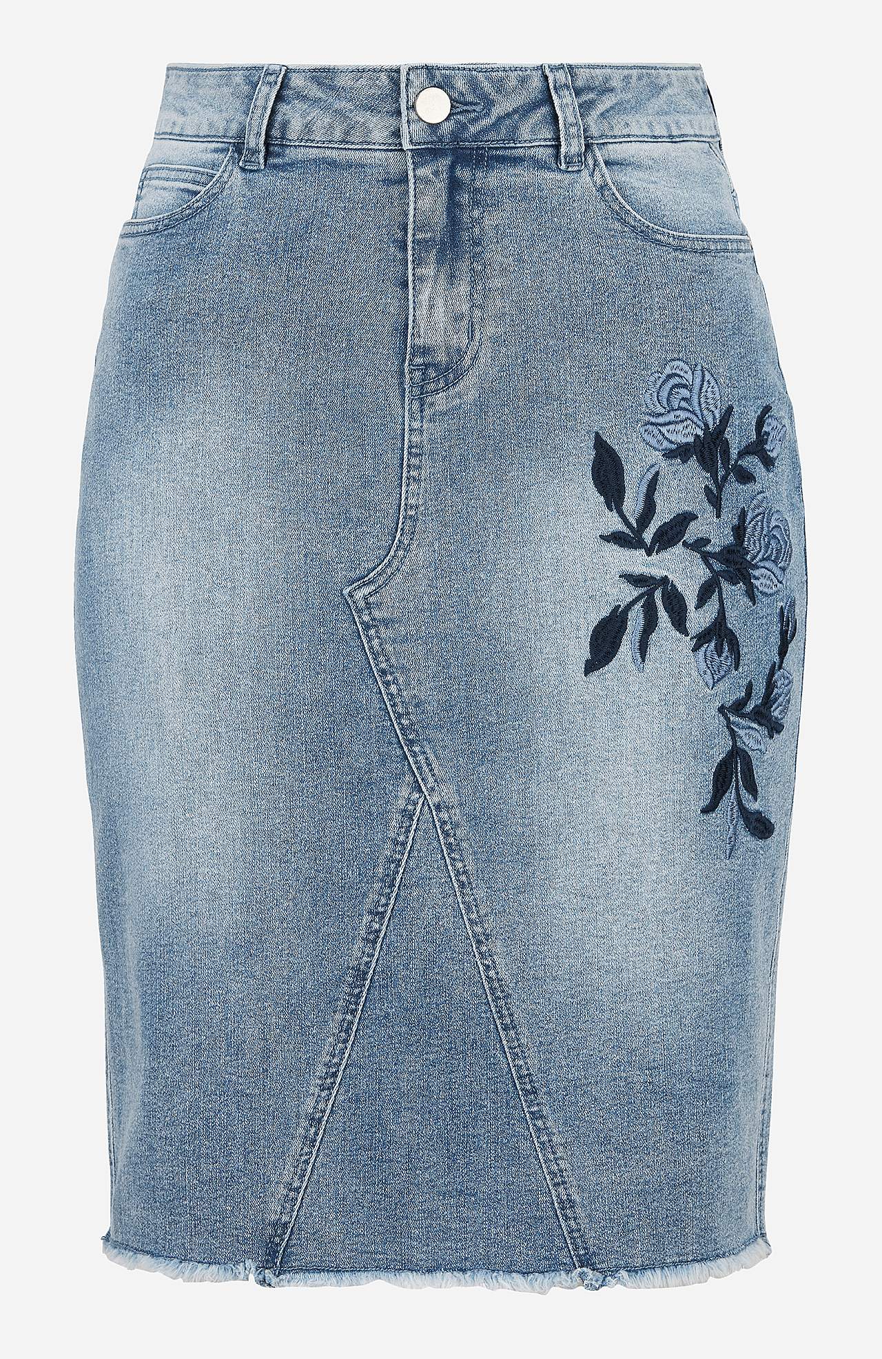 Jeanskjol med broderier