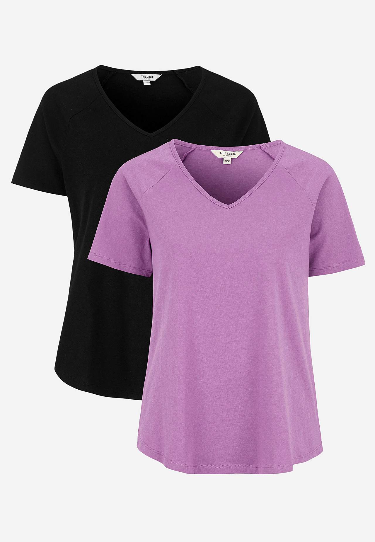 Trikåtopp med raglanärm 2-pack