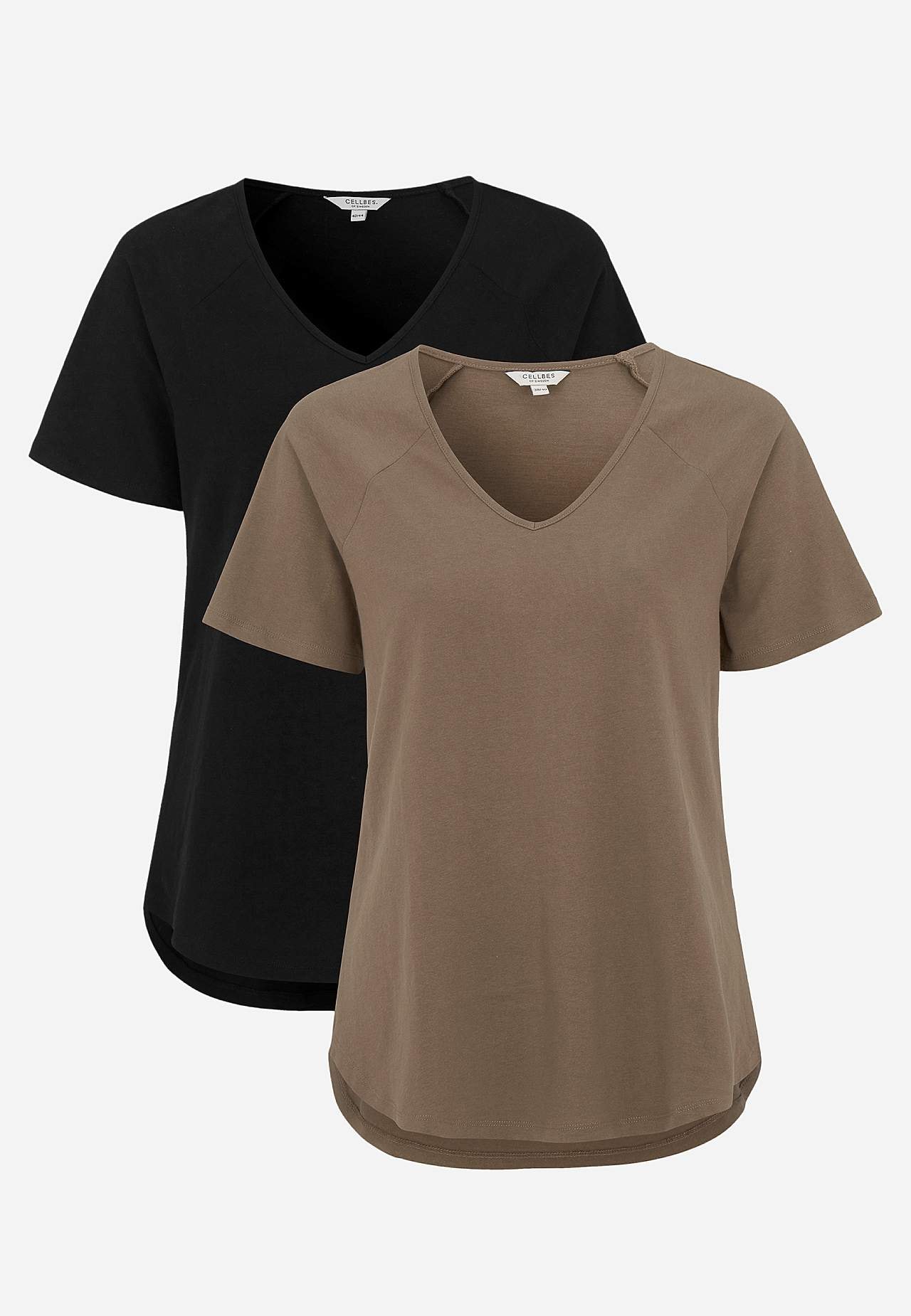 Trikåtopp med raglanärm 2-pack