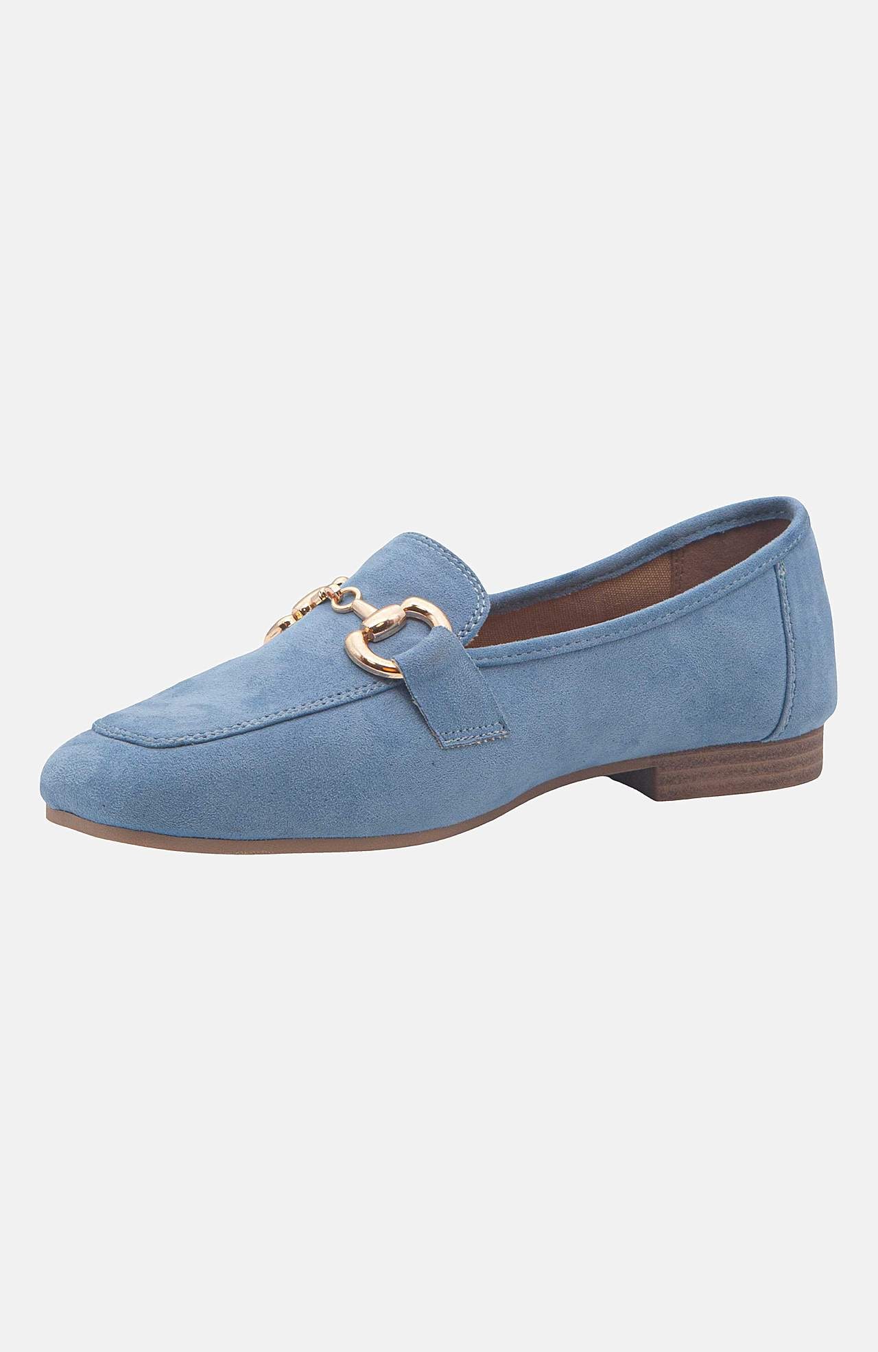 Loafers med metallspänne över foten