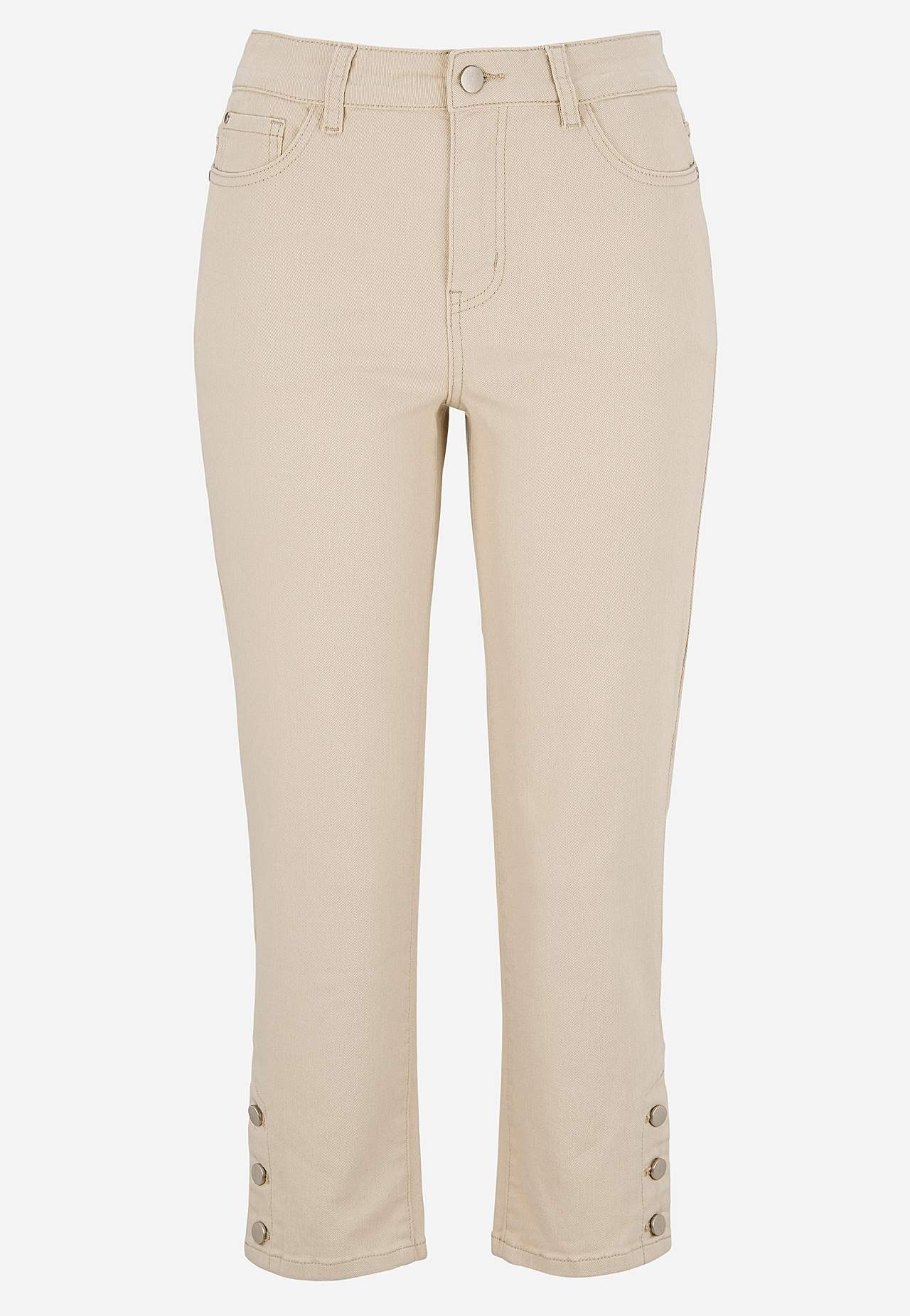 Caprijeans med femficksdesign