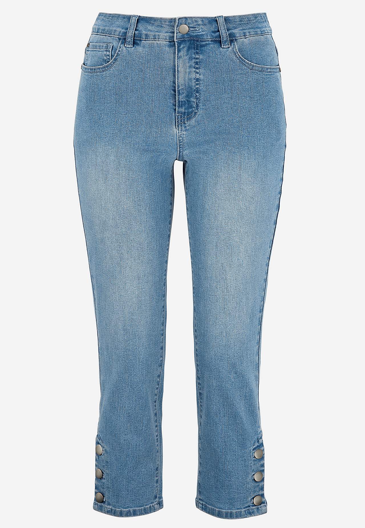 Caprijeans med femficksdesign