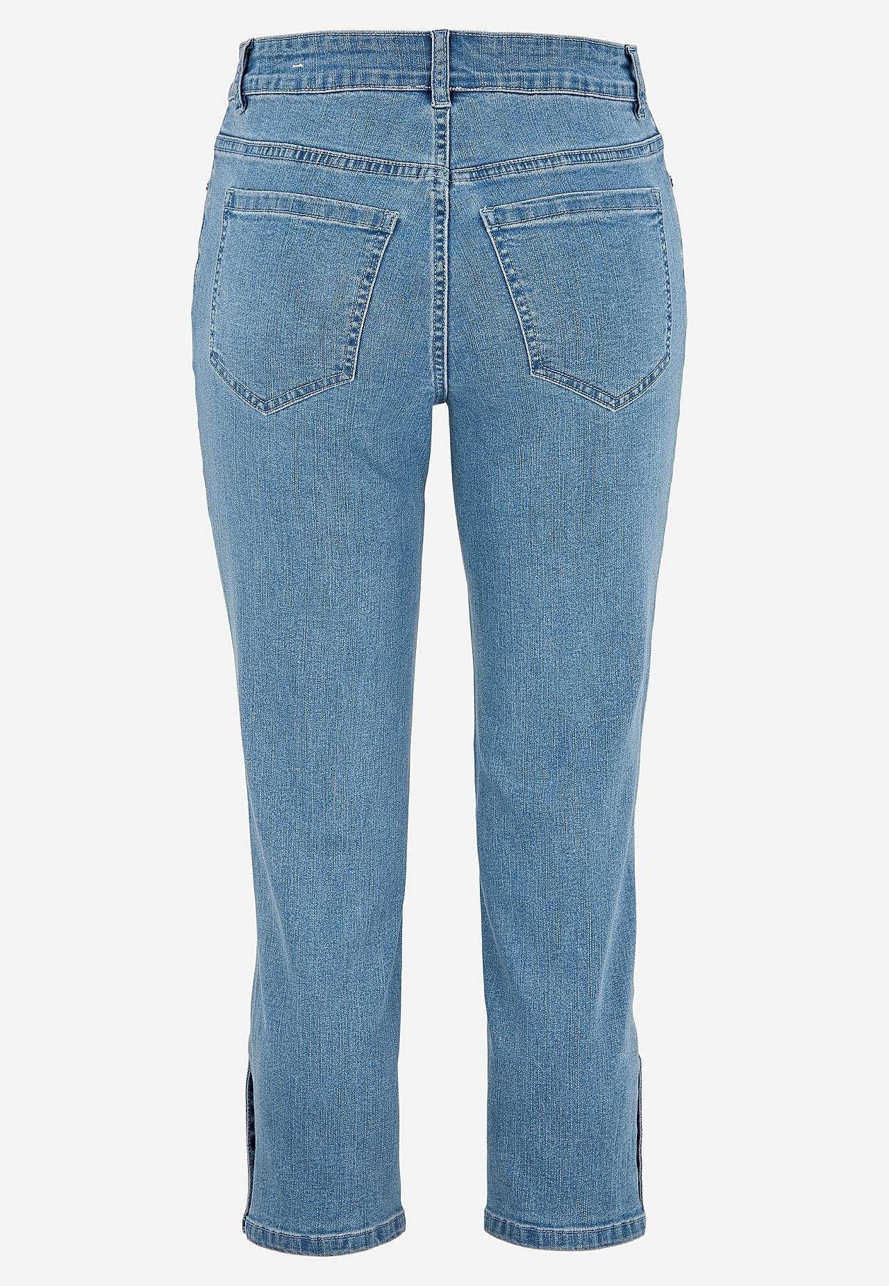 Caprijeans med femficksdesign
