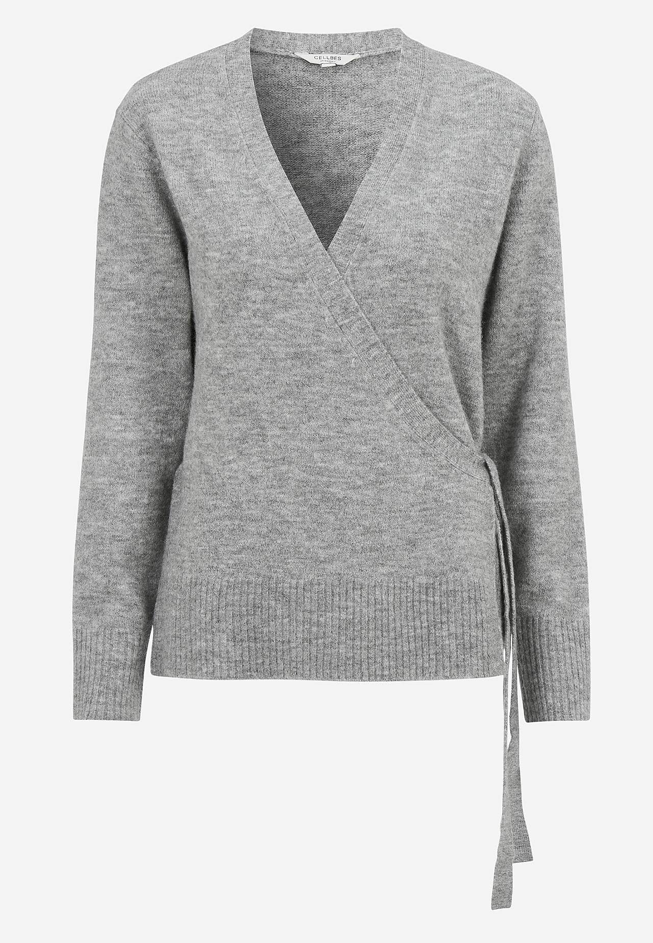 Stickad cardigan med omlottdesign