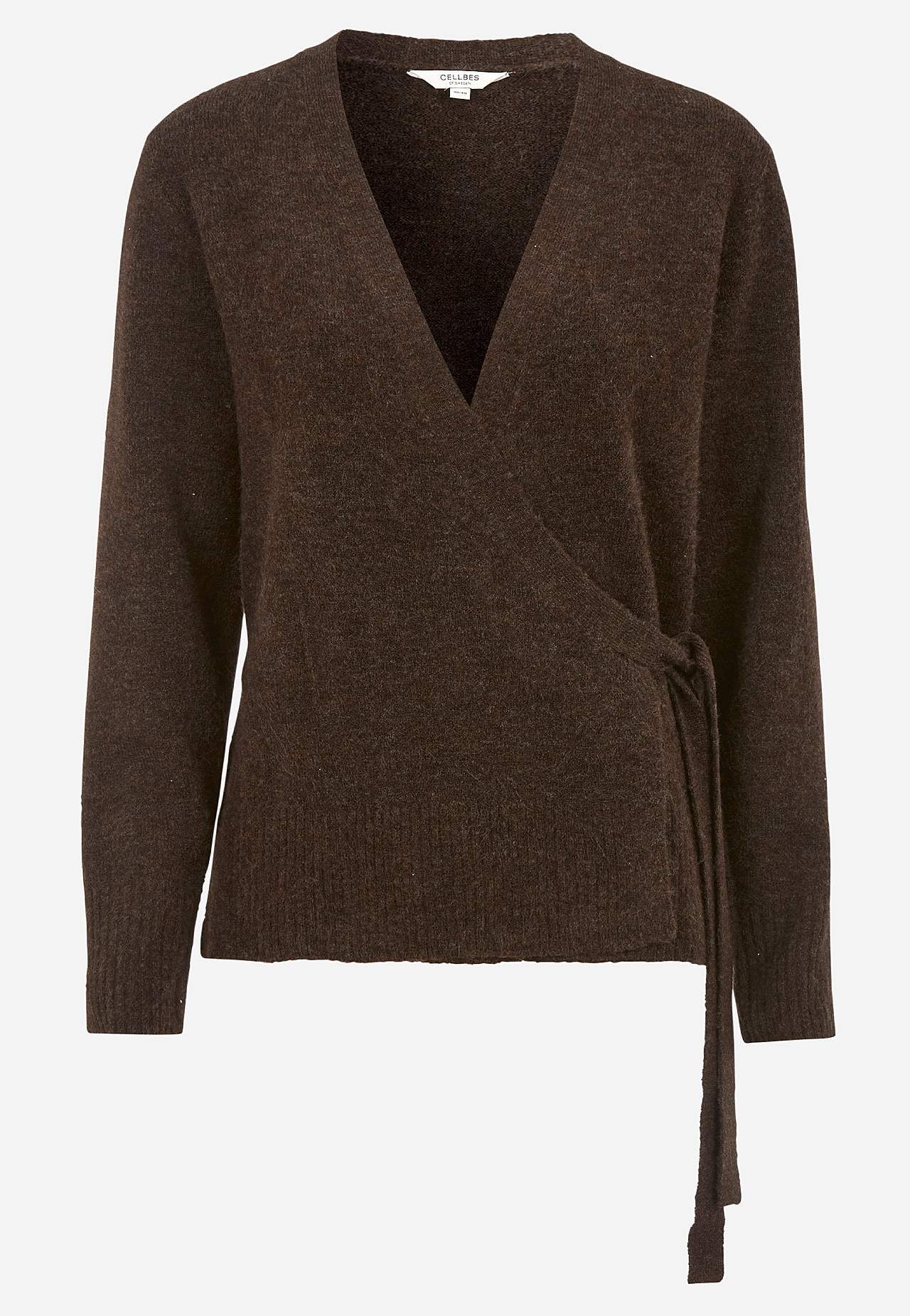 Stickad cardigan med omlottdesign