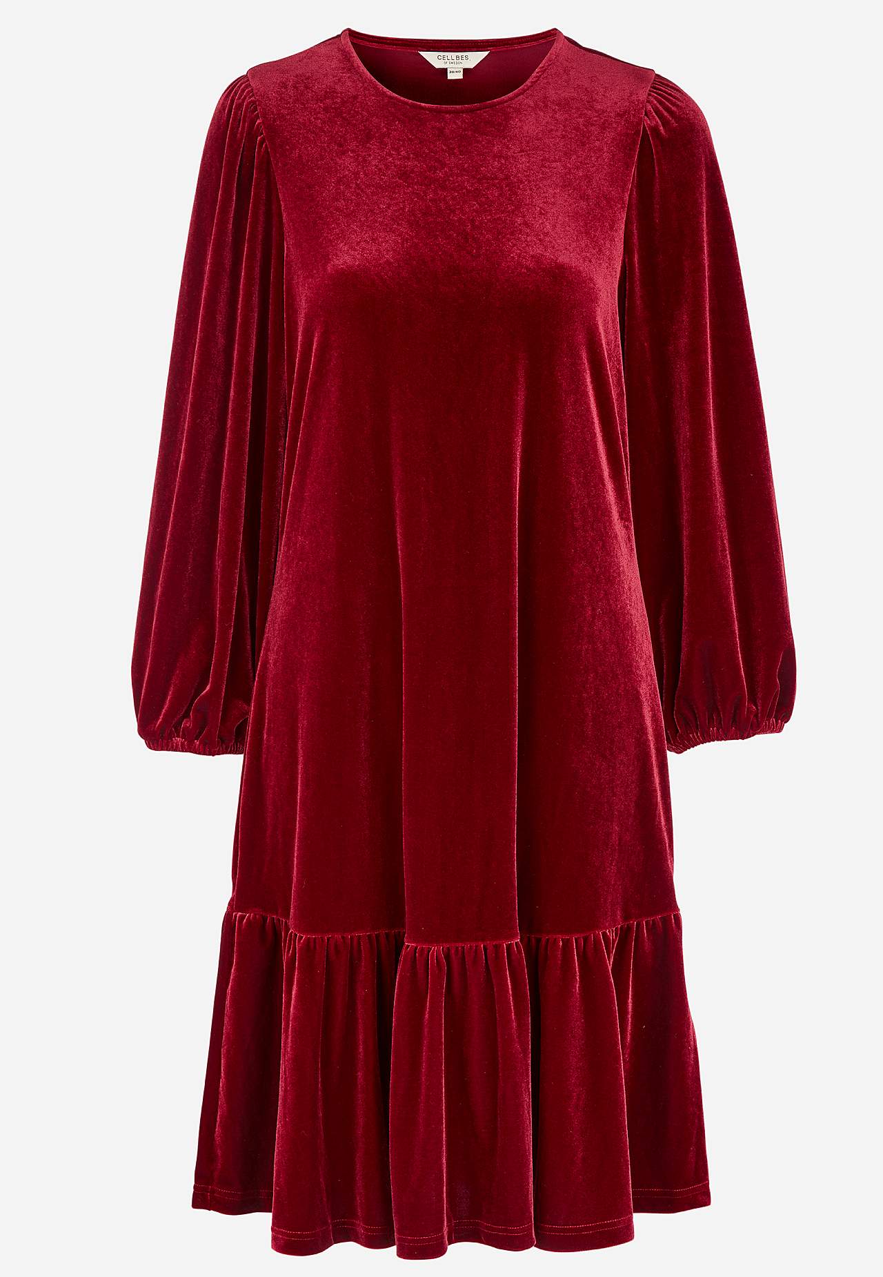 Klänning i velour med volang