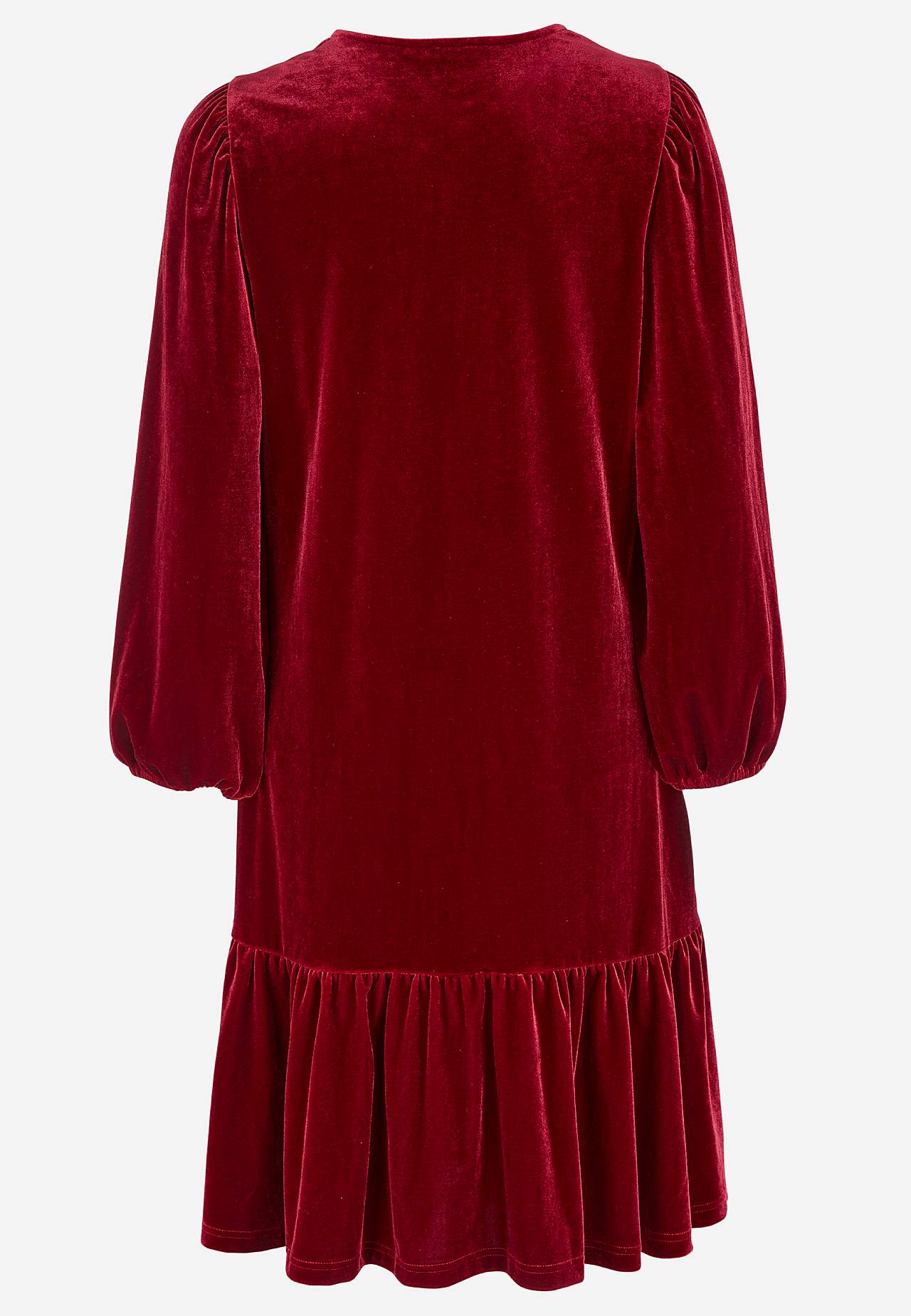 Klänning i velour med volang