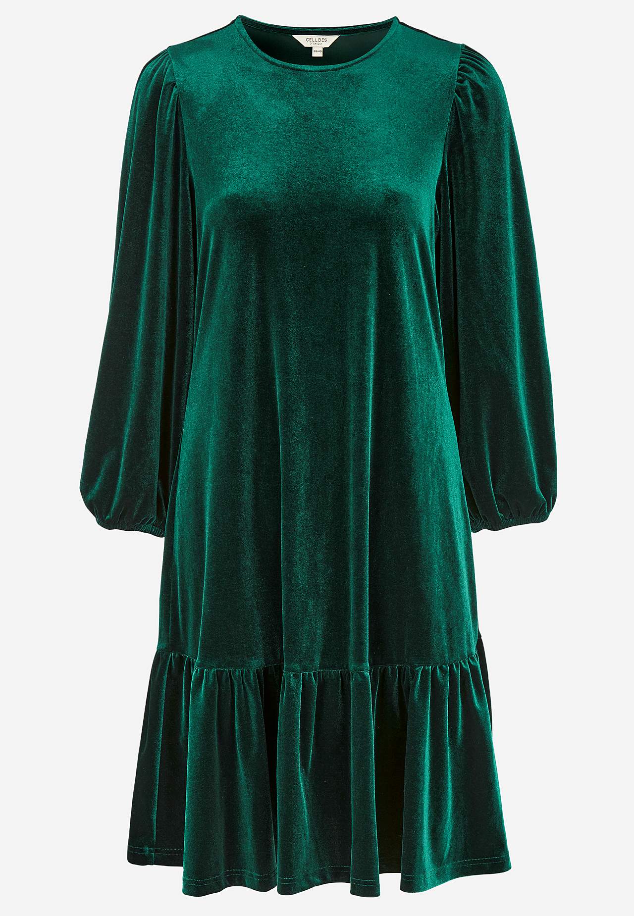 Klänning i velour med volang