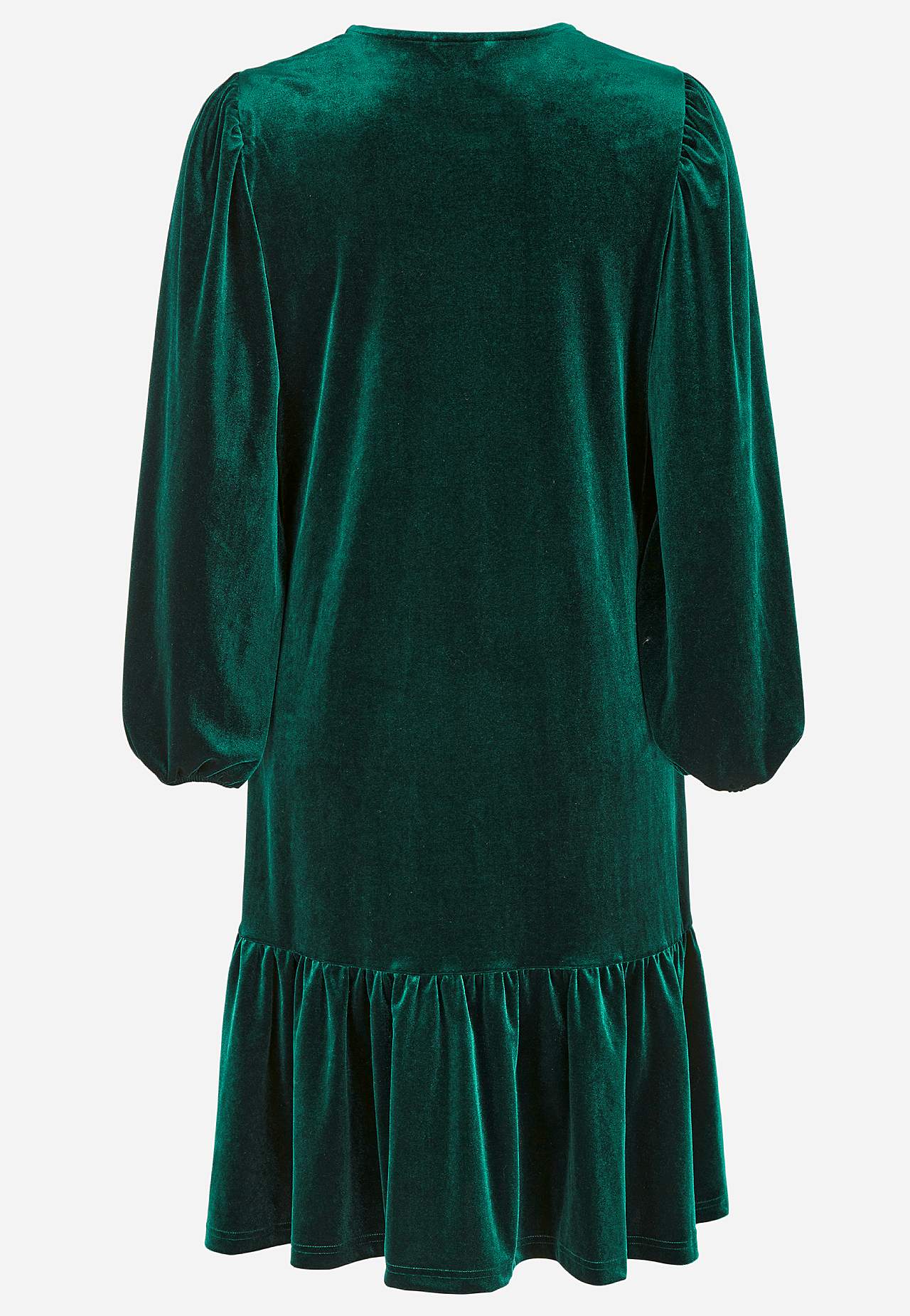 Klänning i velour med volang