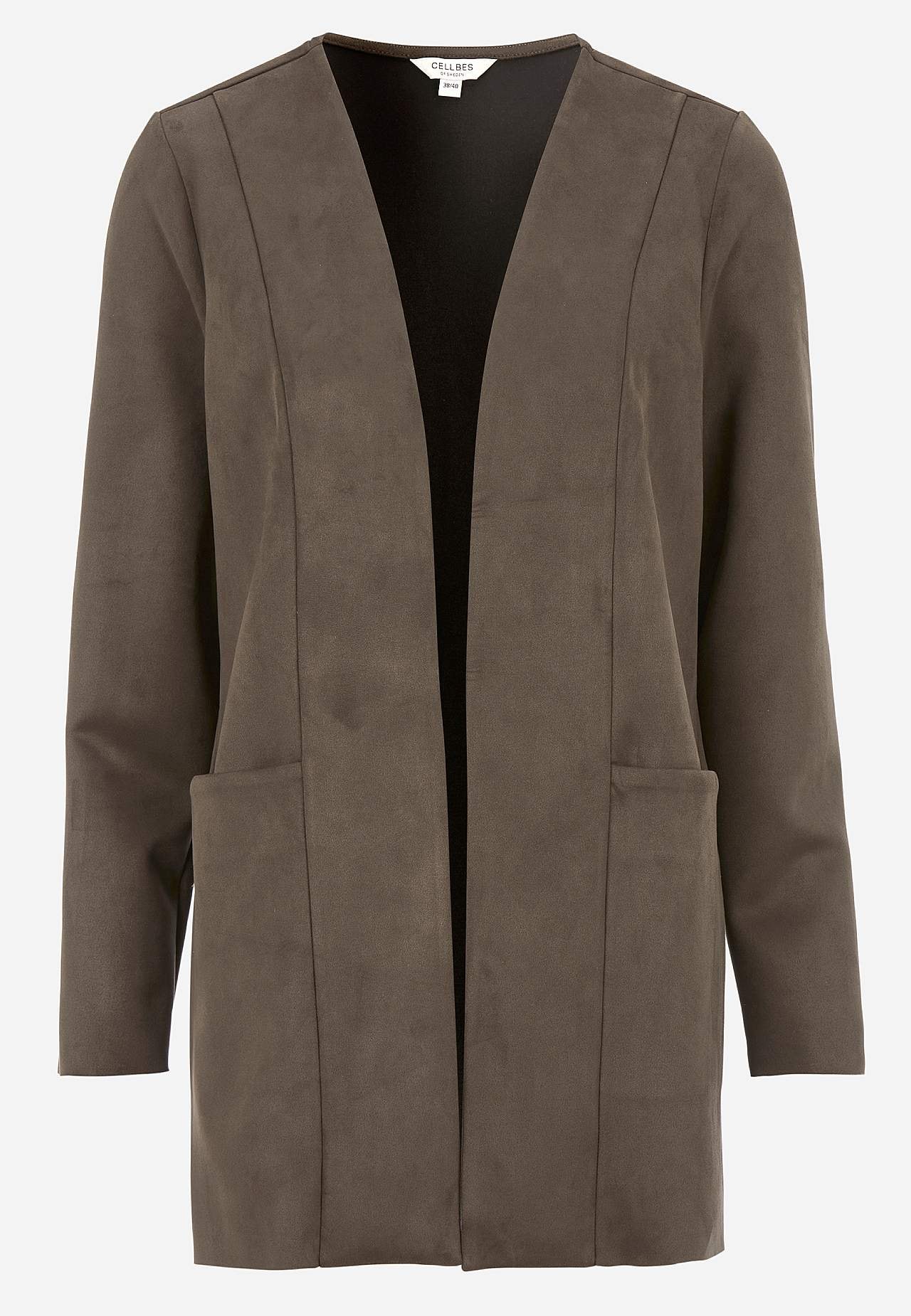 Trikåkavaj med mocka-look