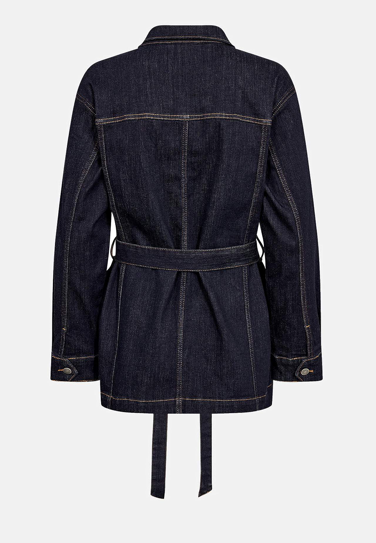 Lång jeansjacka med knytband