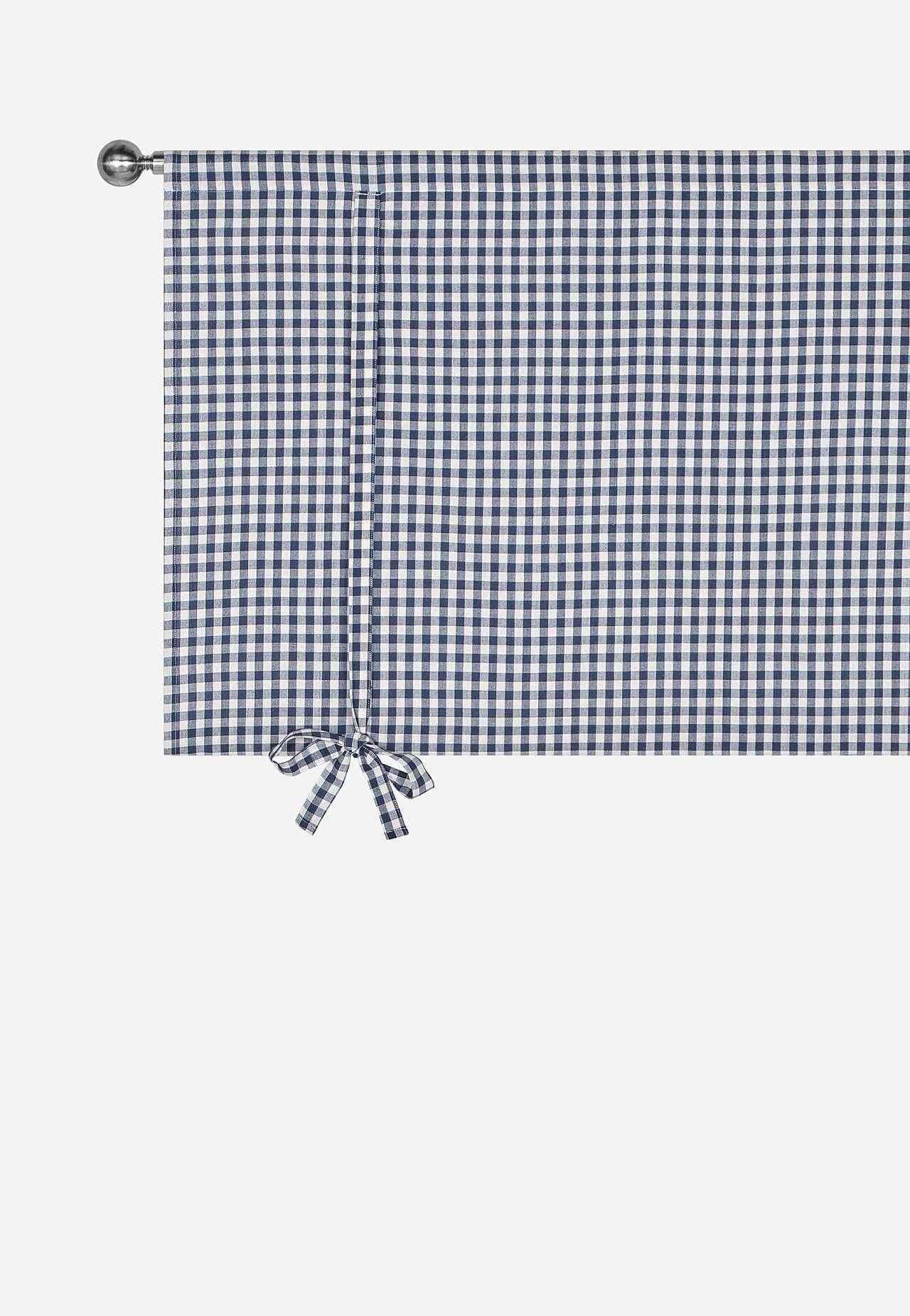 Vävd, rutig hissgardin