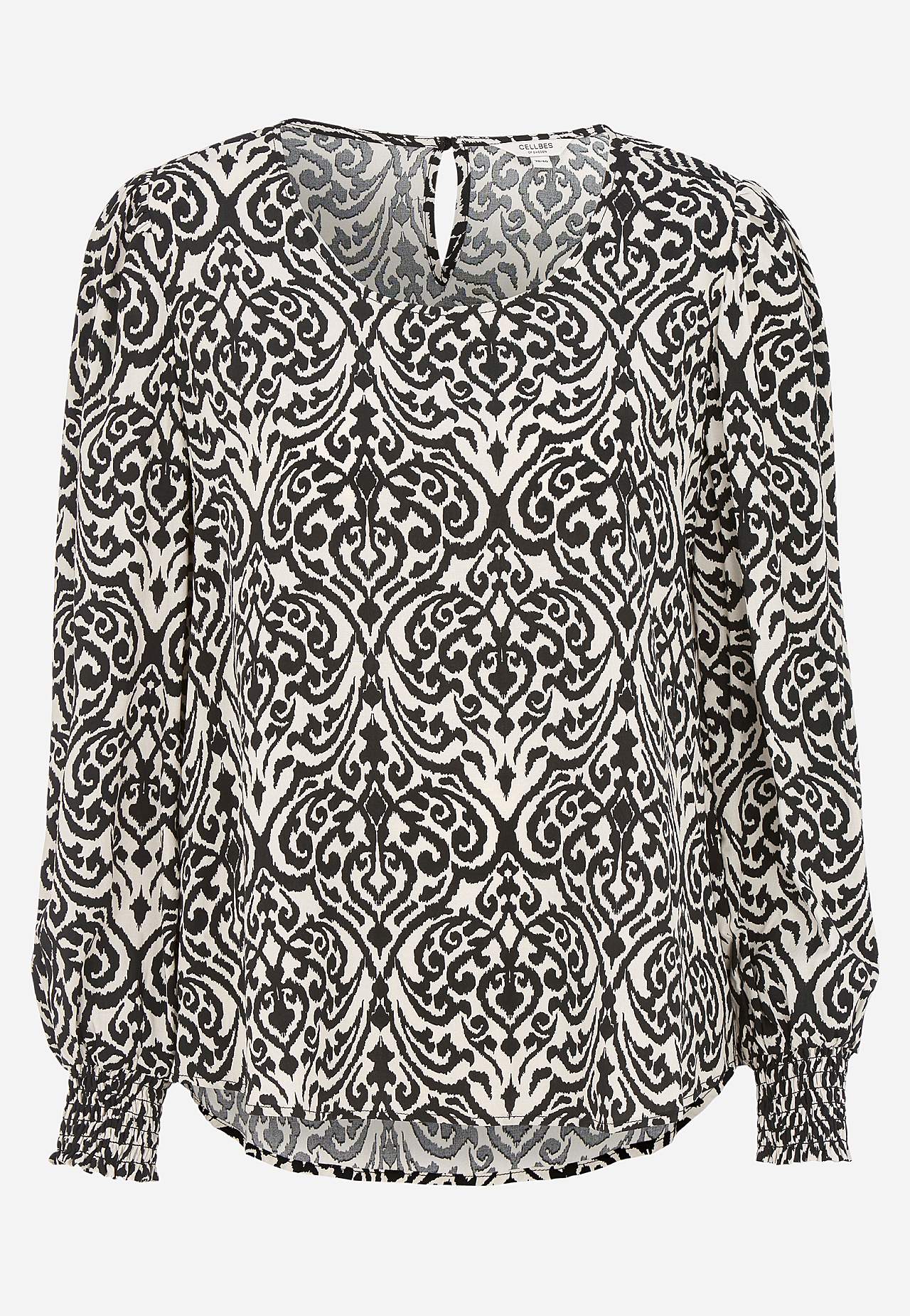 Blus med smock i ärmsluten