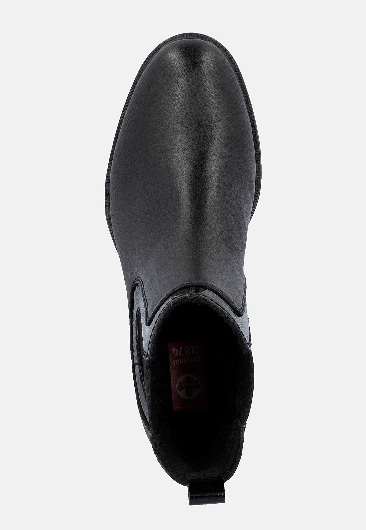 Skinnstövlett med detaljer i lack