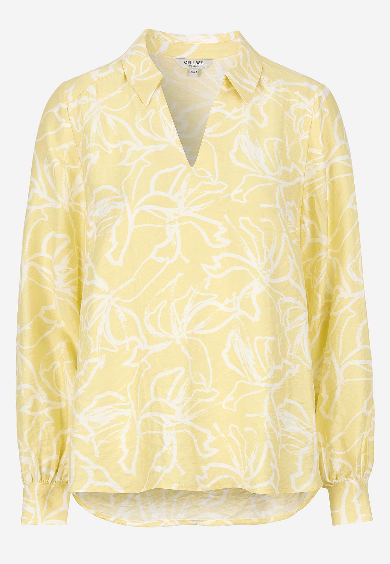 Vävd blus med vida ärmar