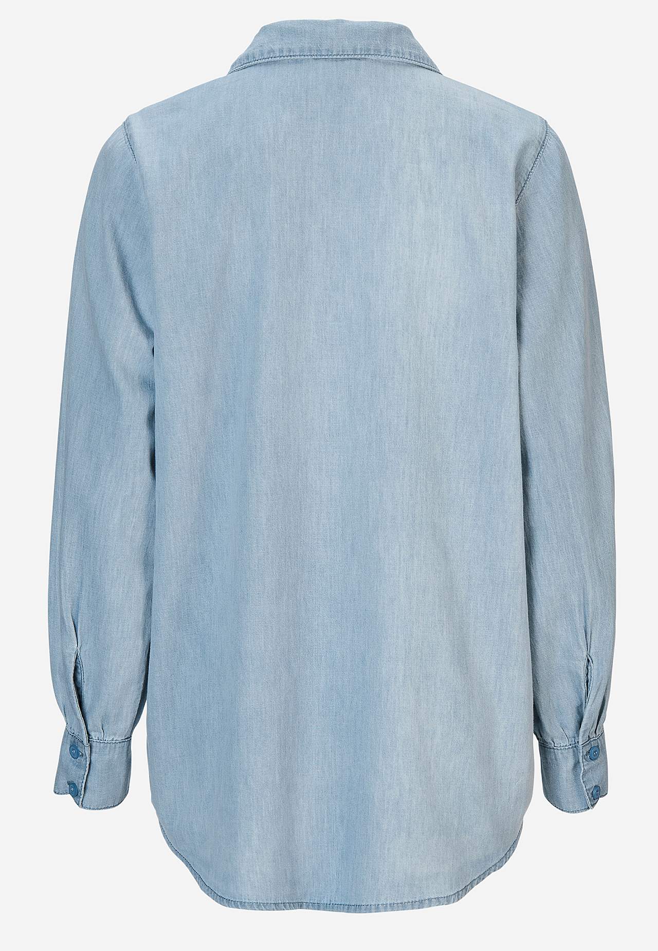 Denimblus med sydda veck