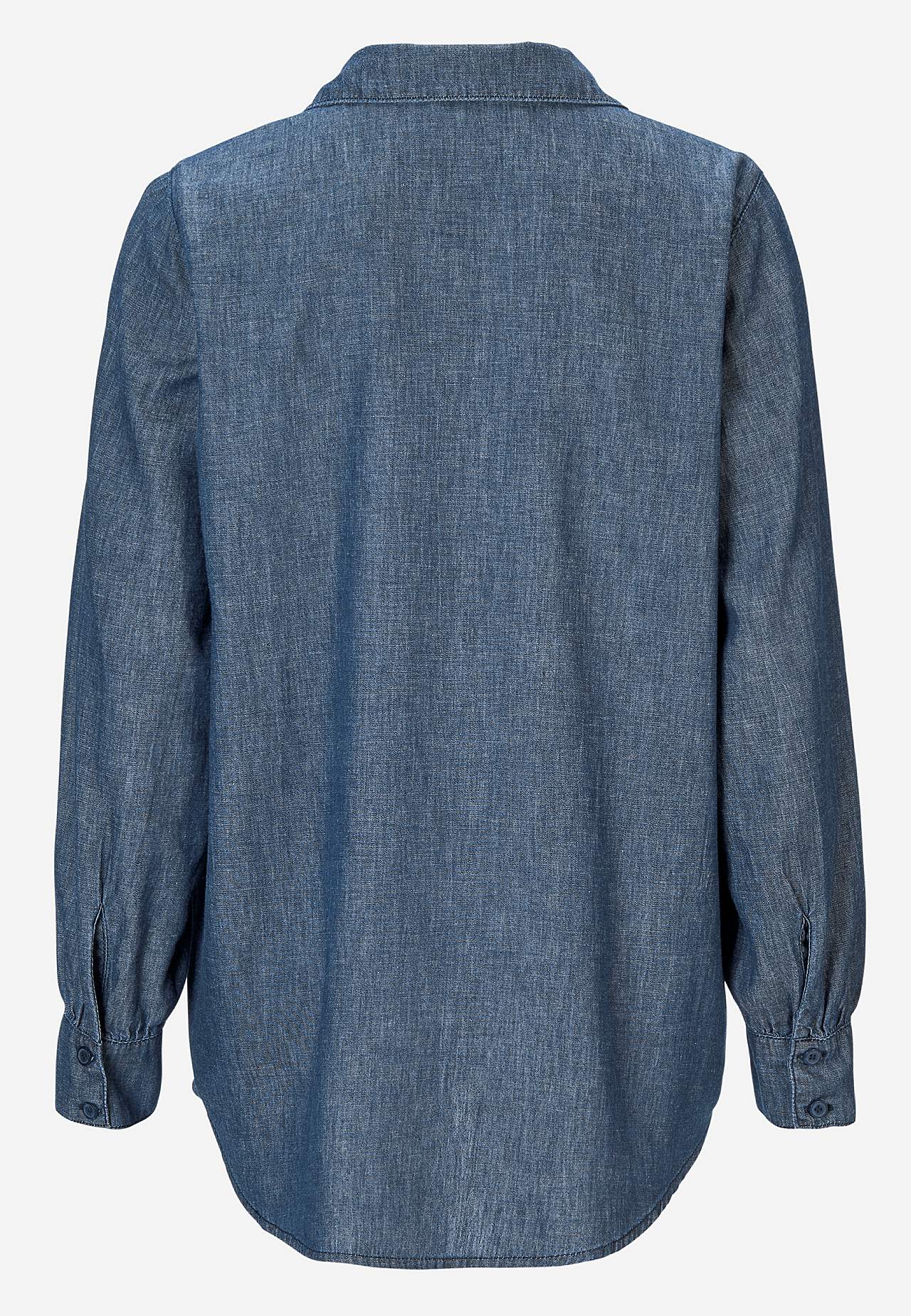 Denimblus med sydda veck