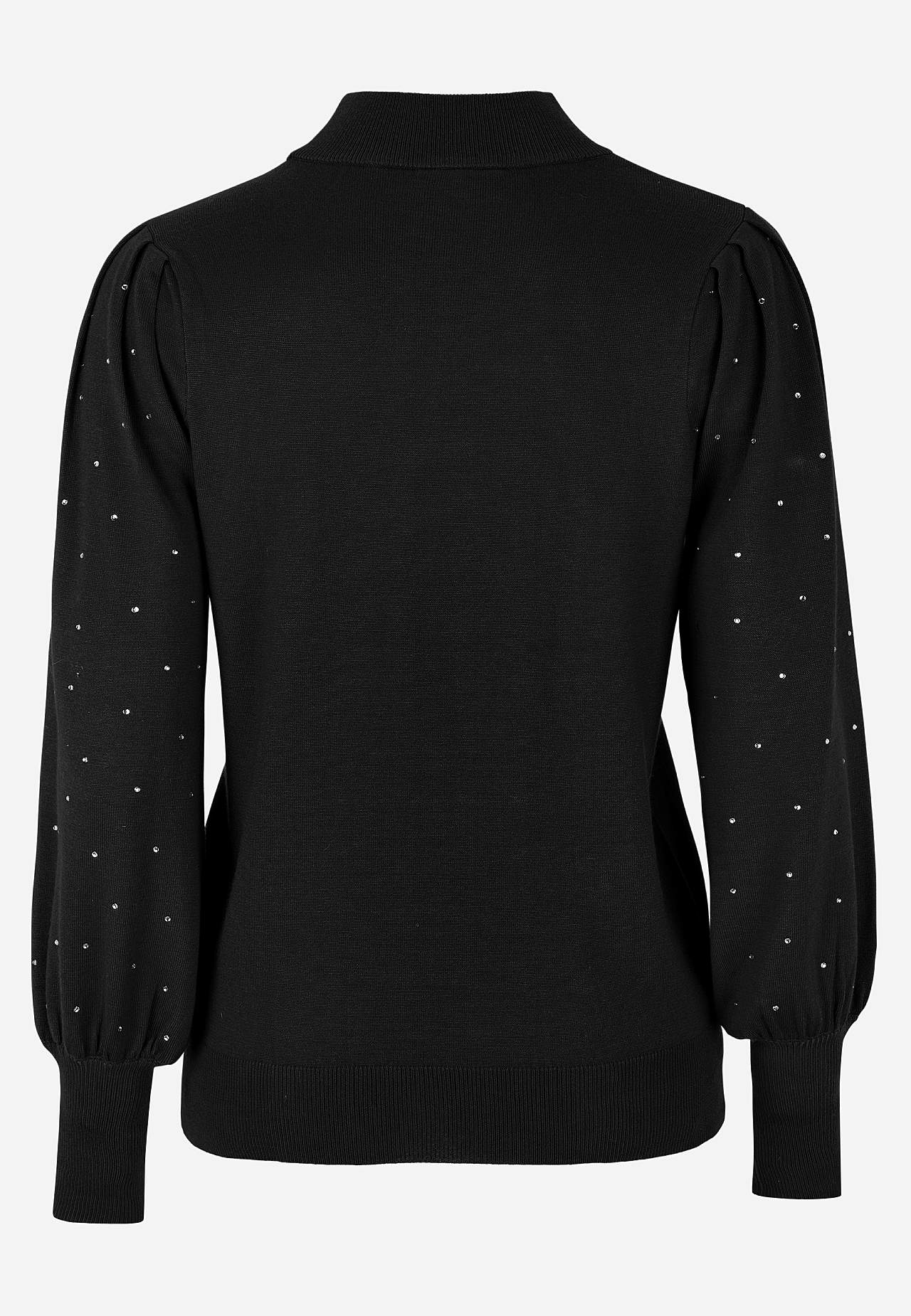 Finstickad tröja med strass