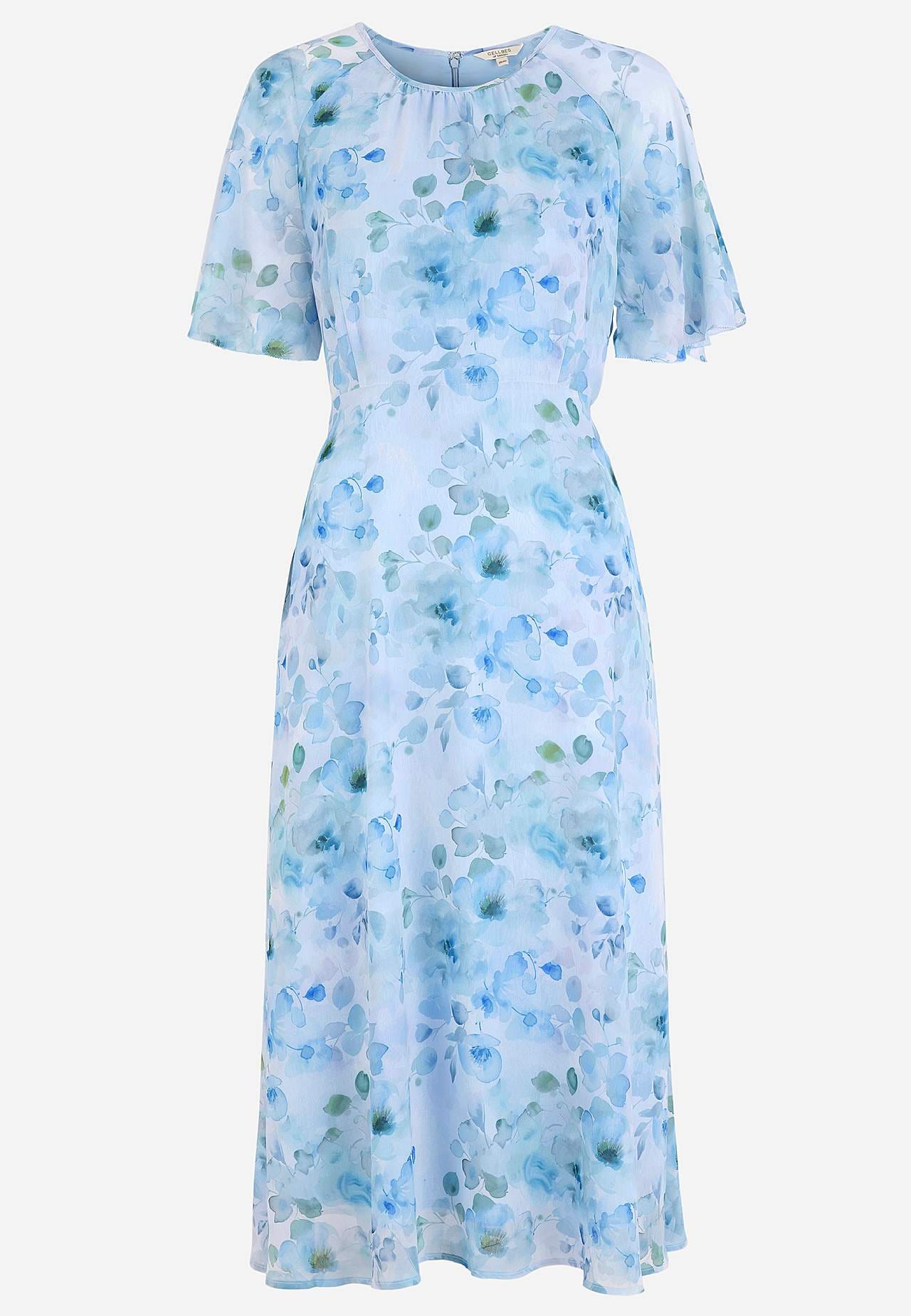 Blommig chiffongklänning