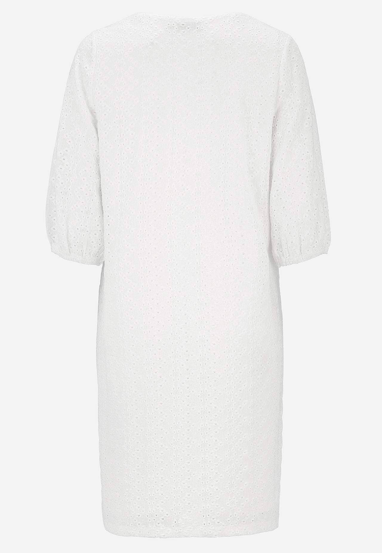 Trikåklänning med hålbroderi