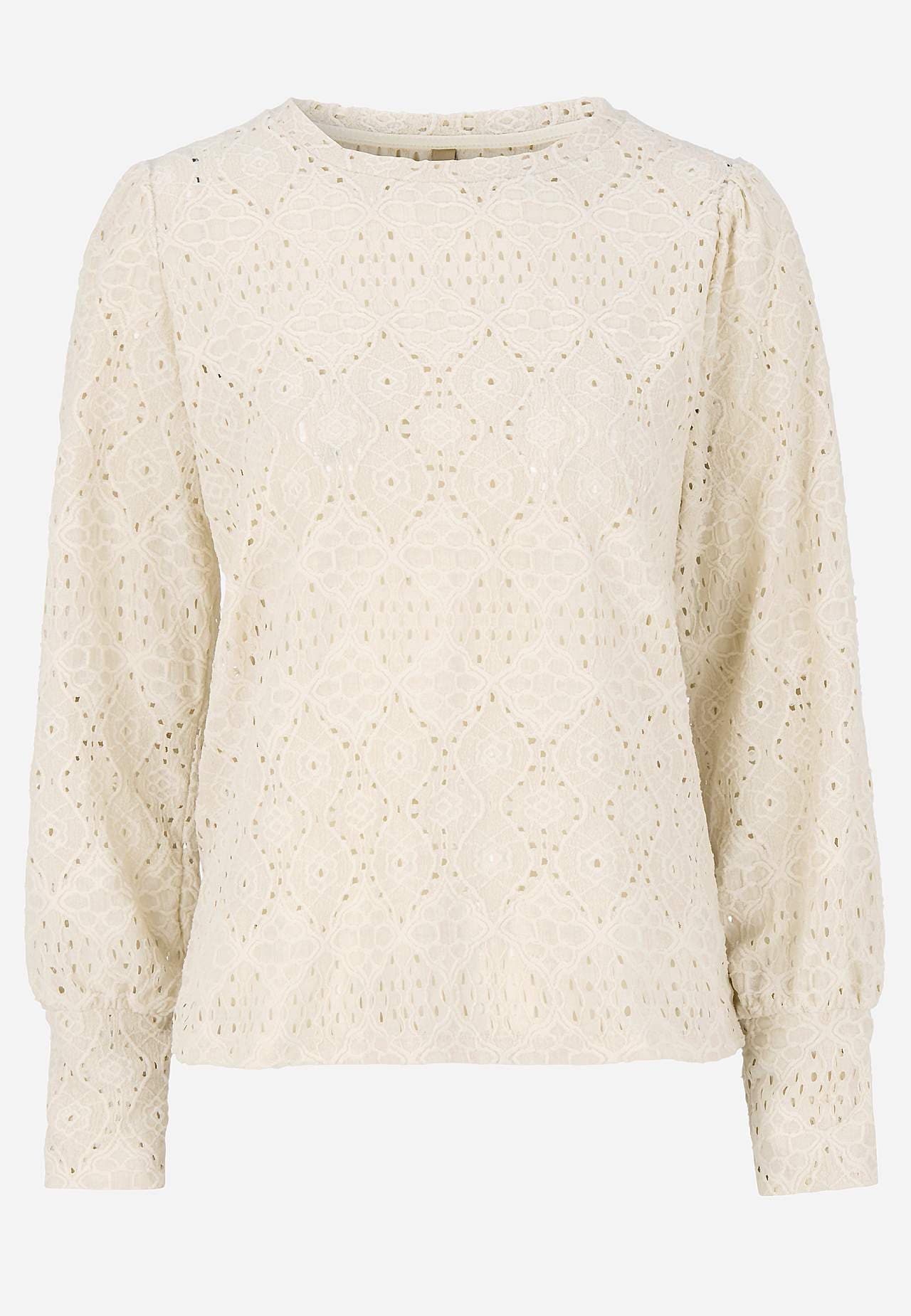 Trikåtopp med hålbroderi