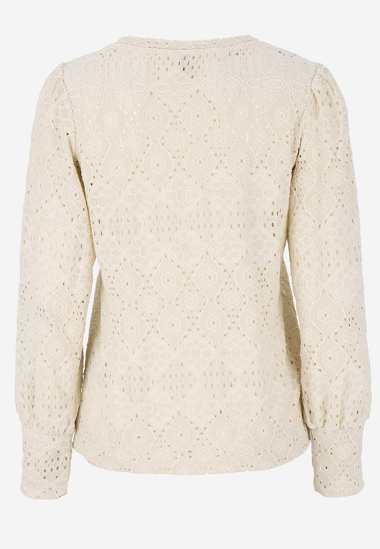 Trikåtopp med hålbroderi