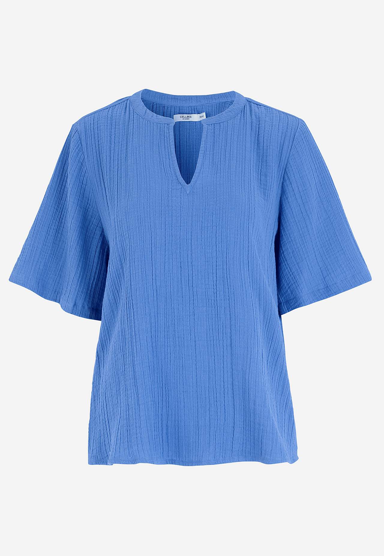 Blus i krinklad bomull