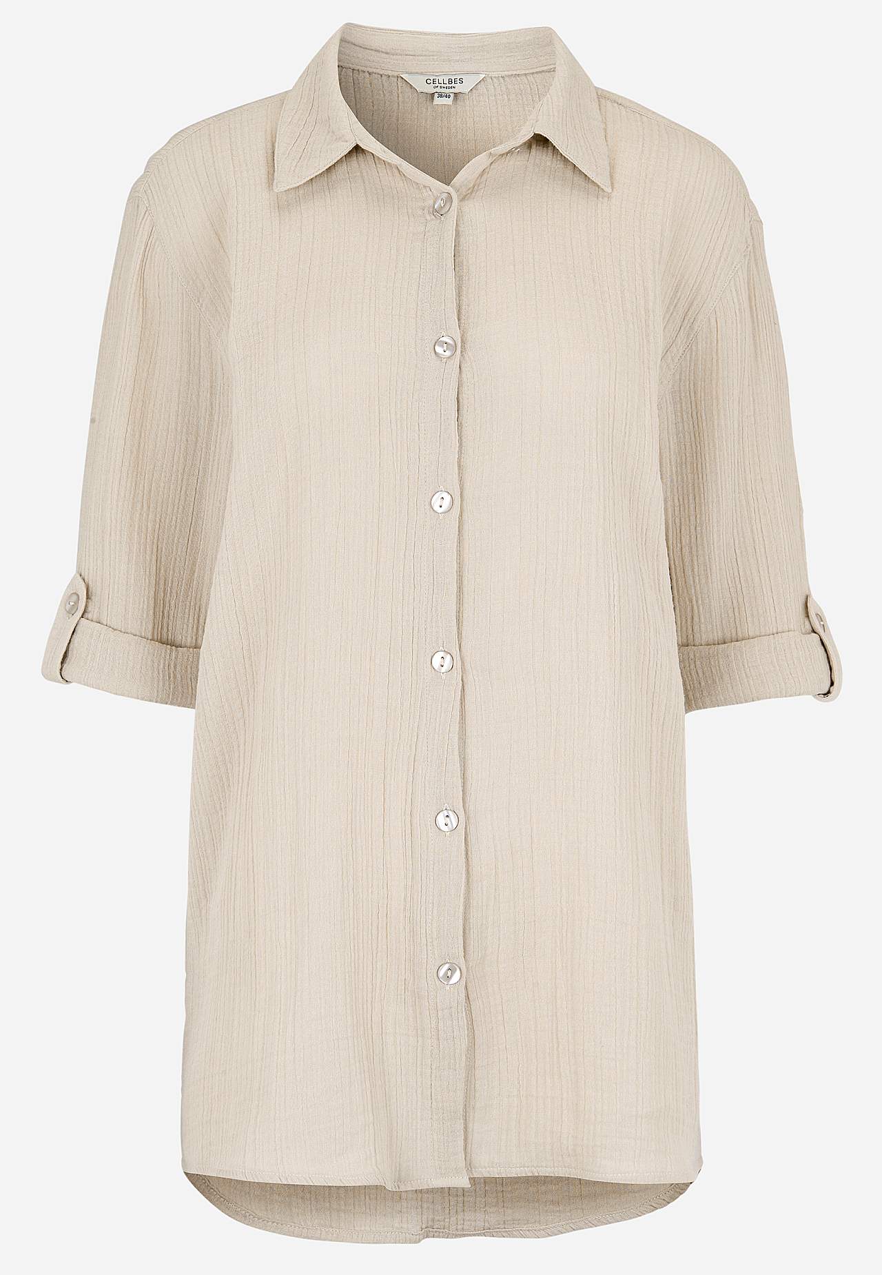 Långskjorta i krinklad bomull