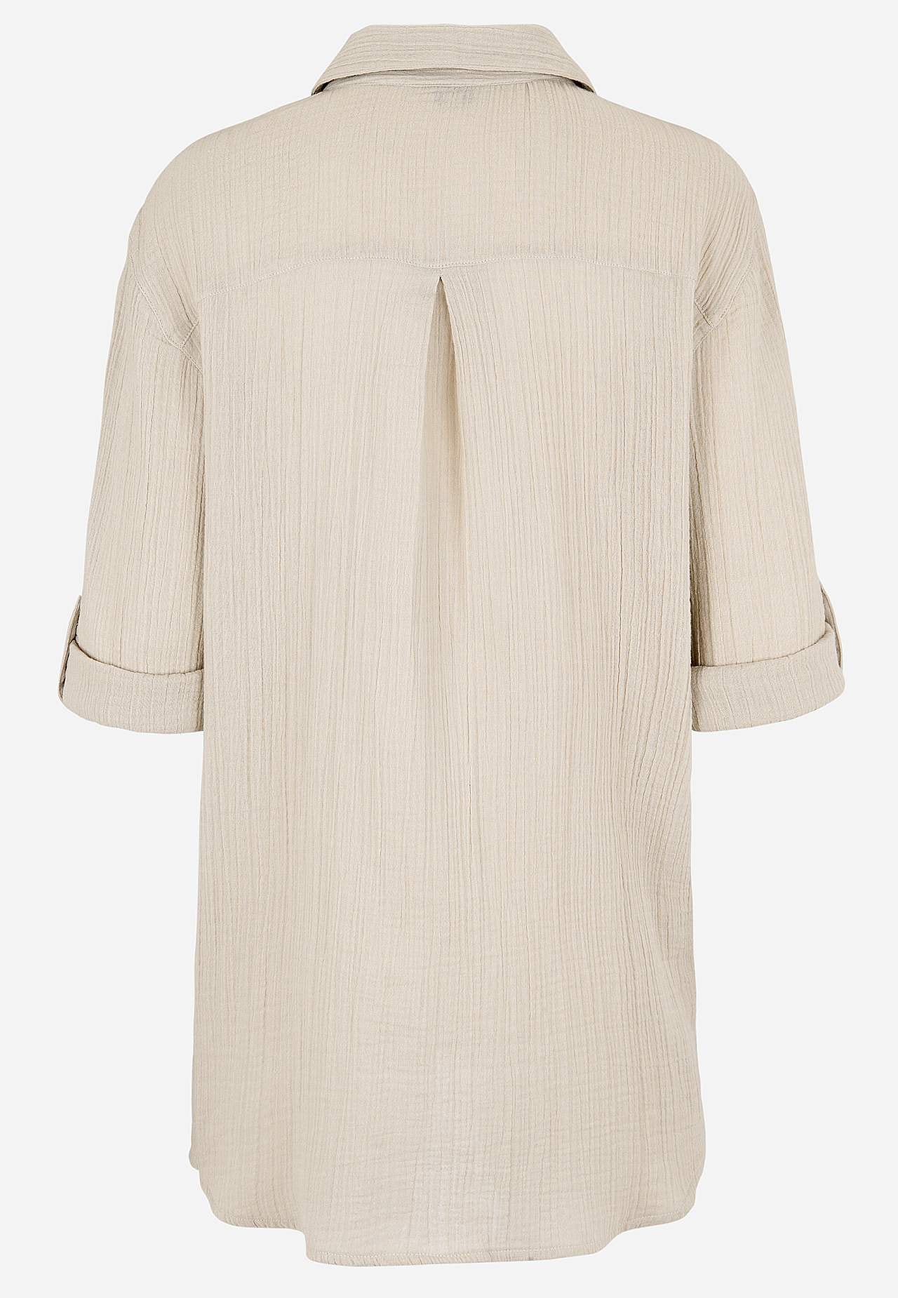 Långskjorta i krinklad bomull