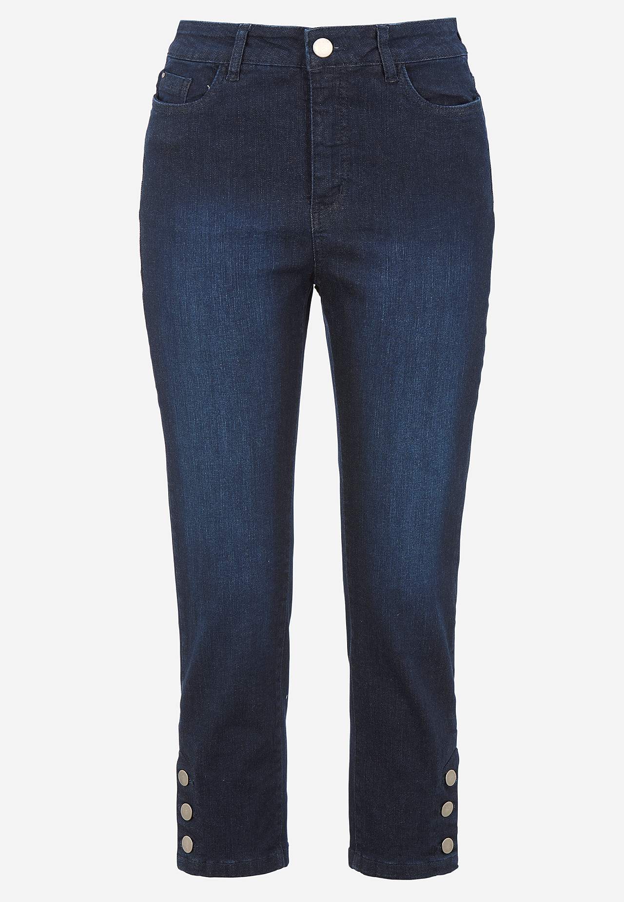Caprijeans med femficksdesign