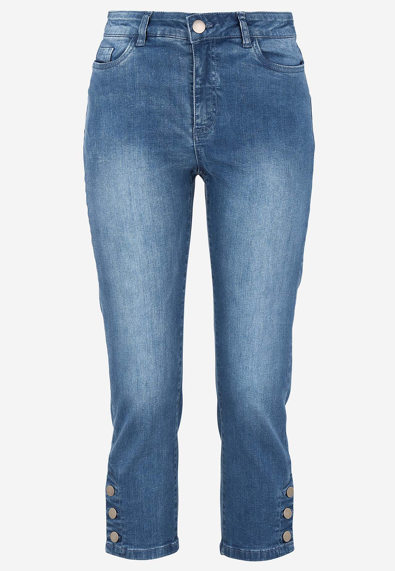 Caprijeans med femficksdesign