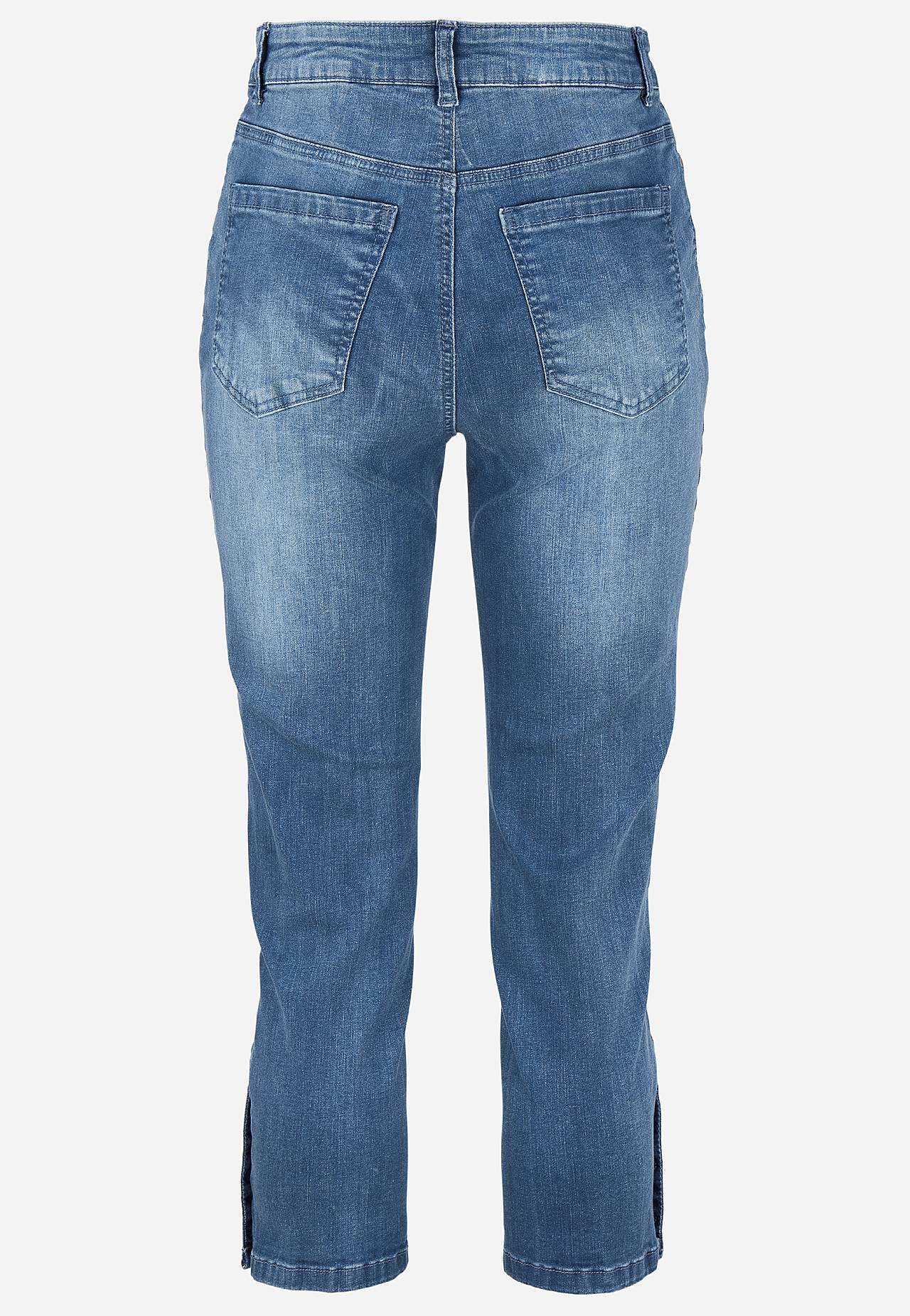 Caprijeans med femficksdesign