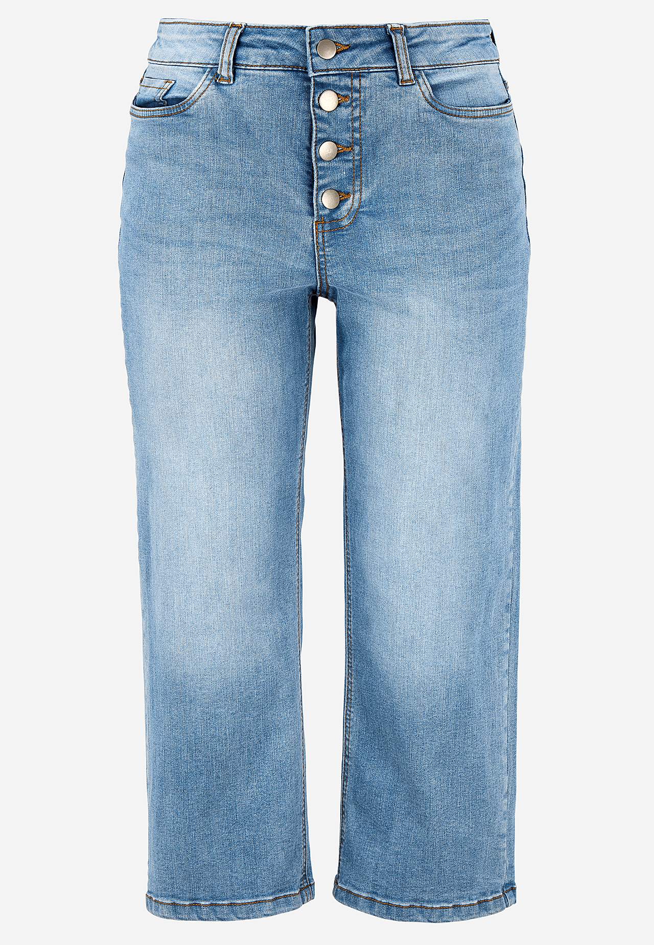 Caprijeans med knappgylf