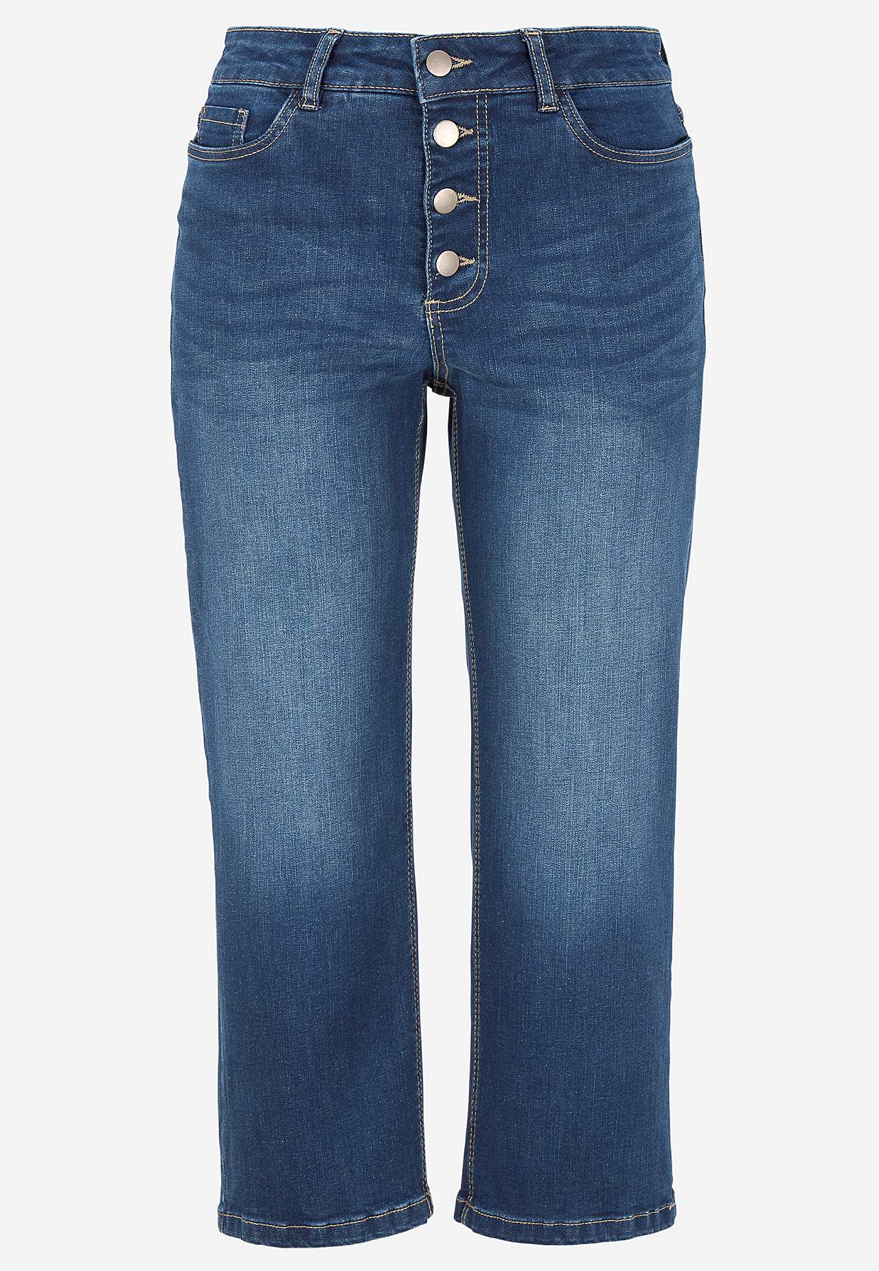 Caprijeans med knappgylf