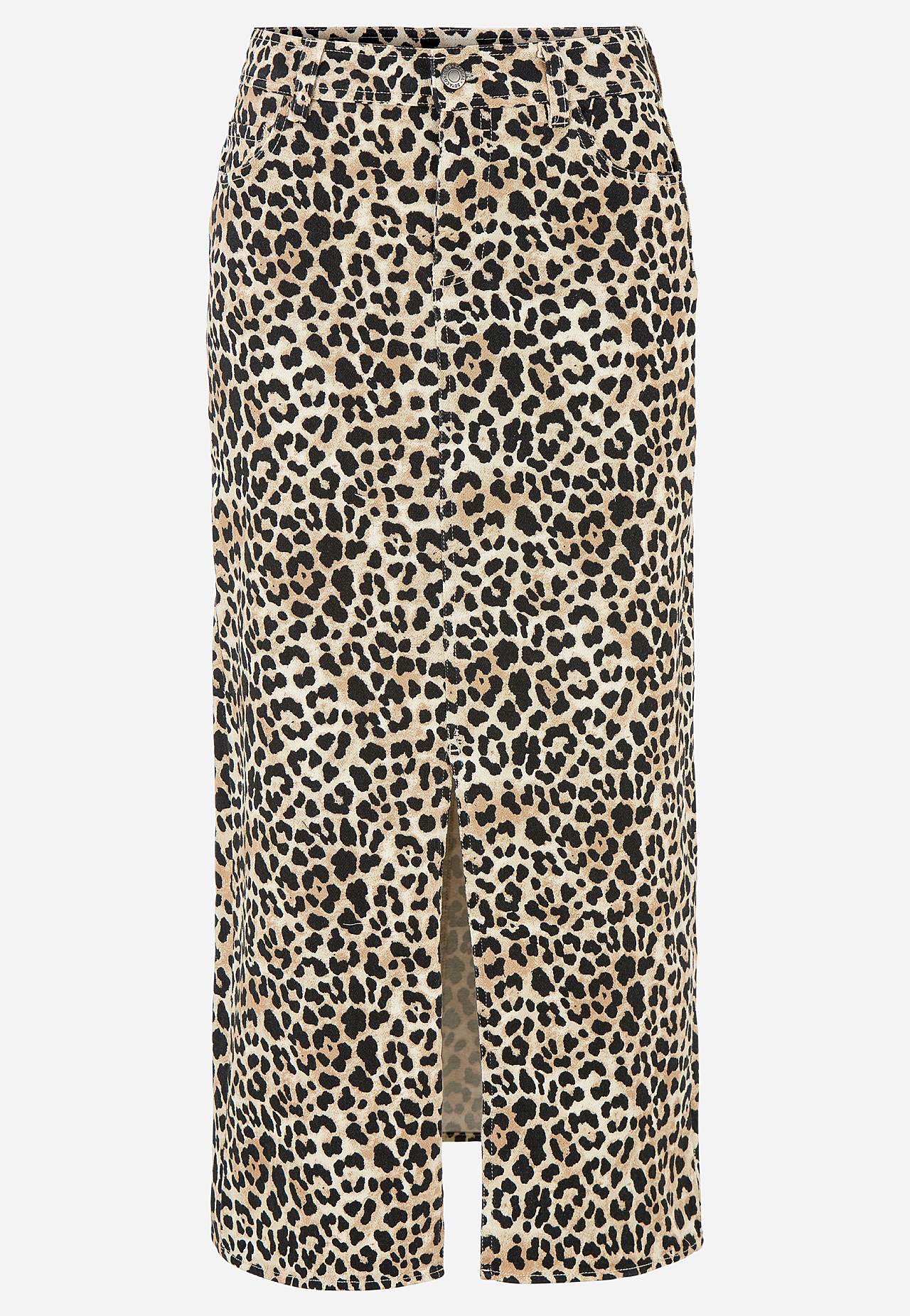 Lång, leopardmönstrad twillkjol