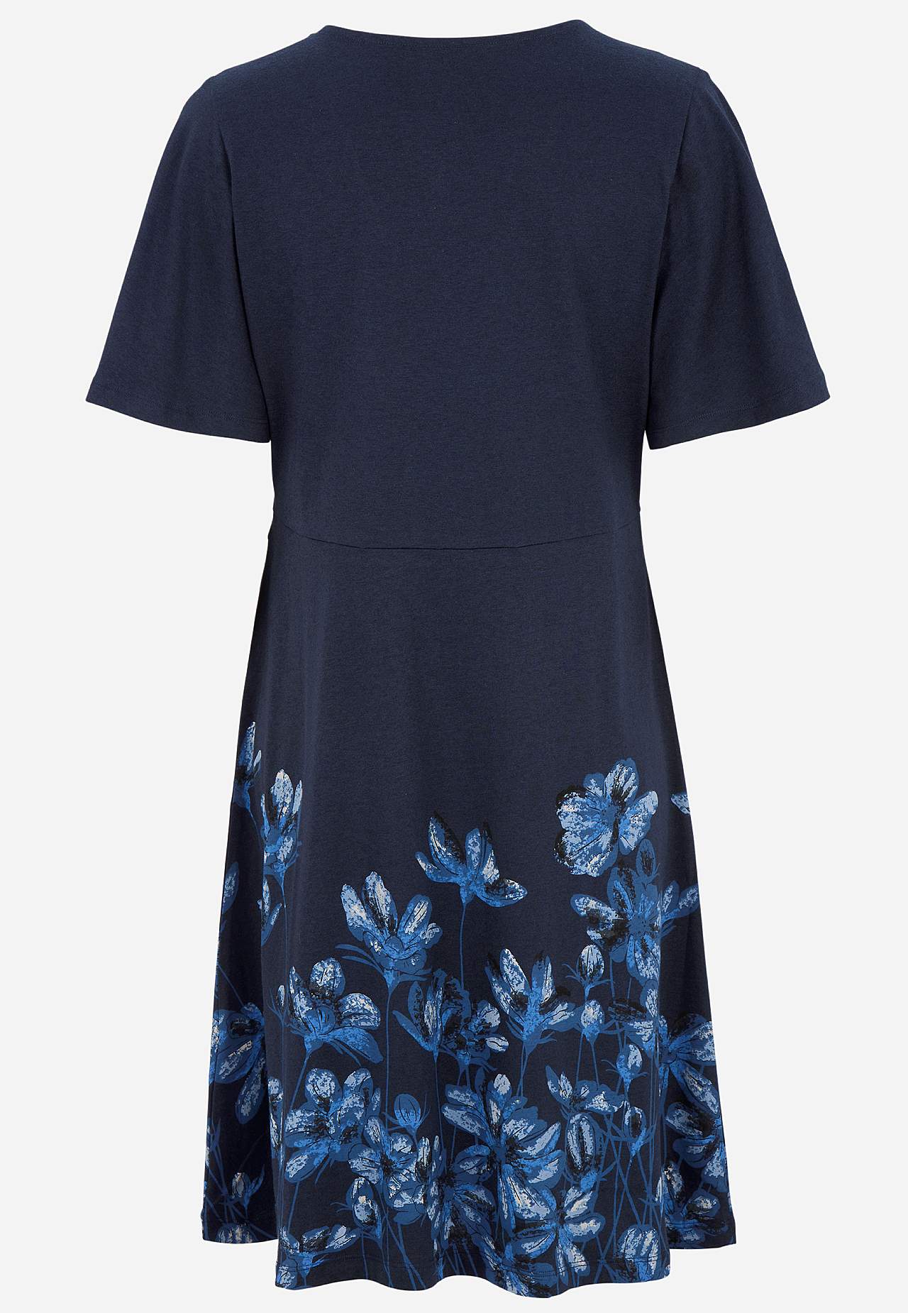 Trikåklänning med blommönster