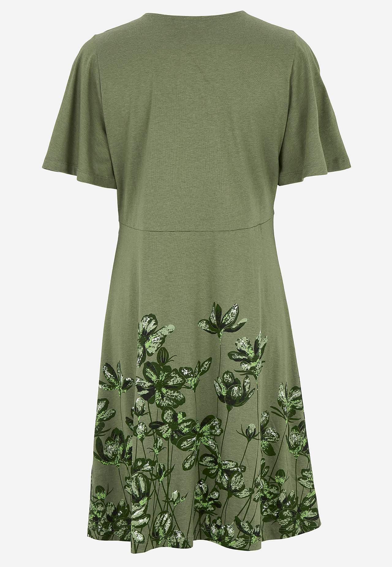 Trikåklänning med blommönster