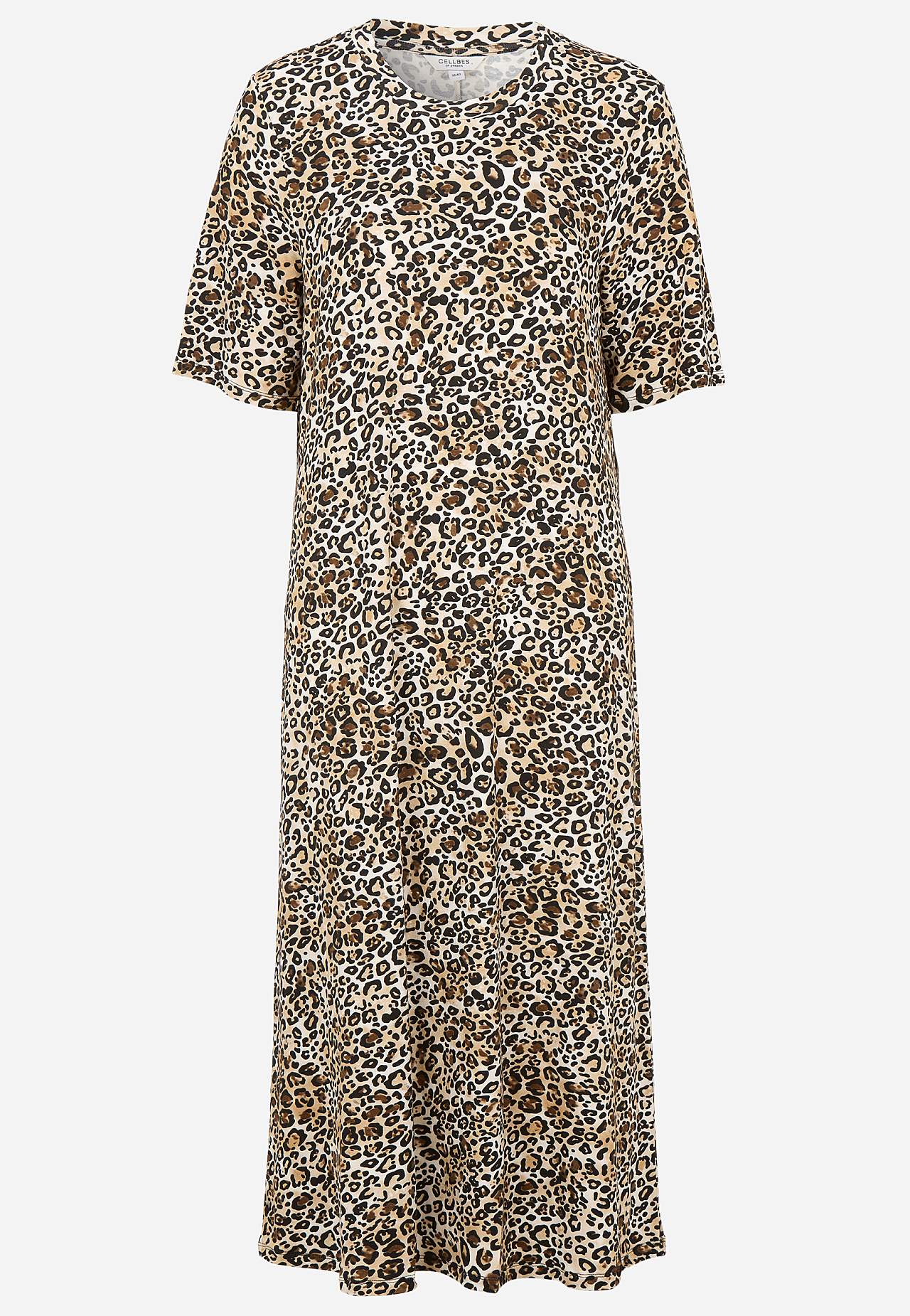 Leopardmönstrad trikåklänning