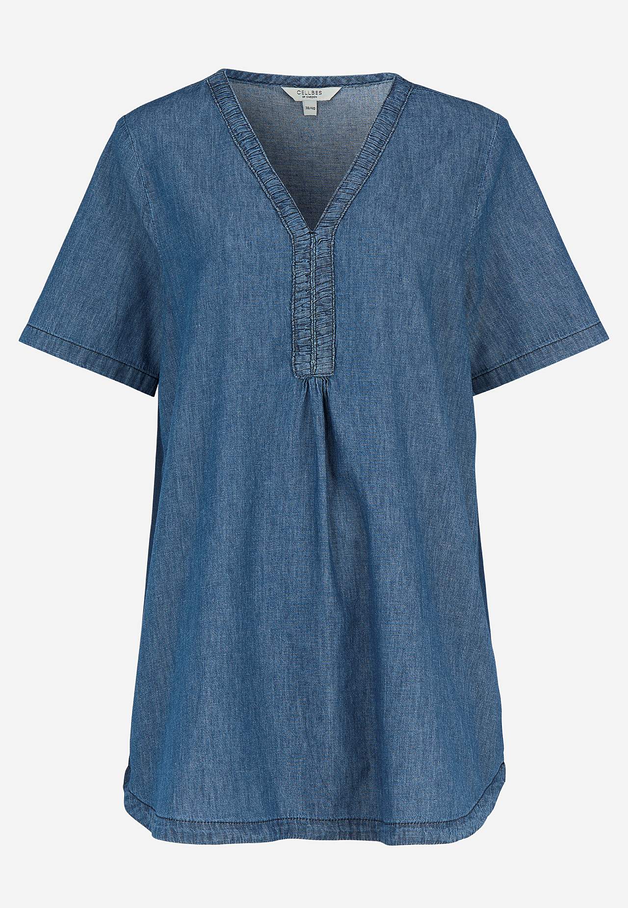 Denimtunika med dekorativ v-ringning