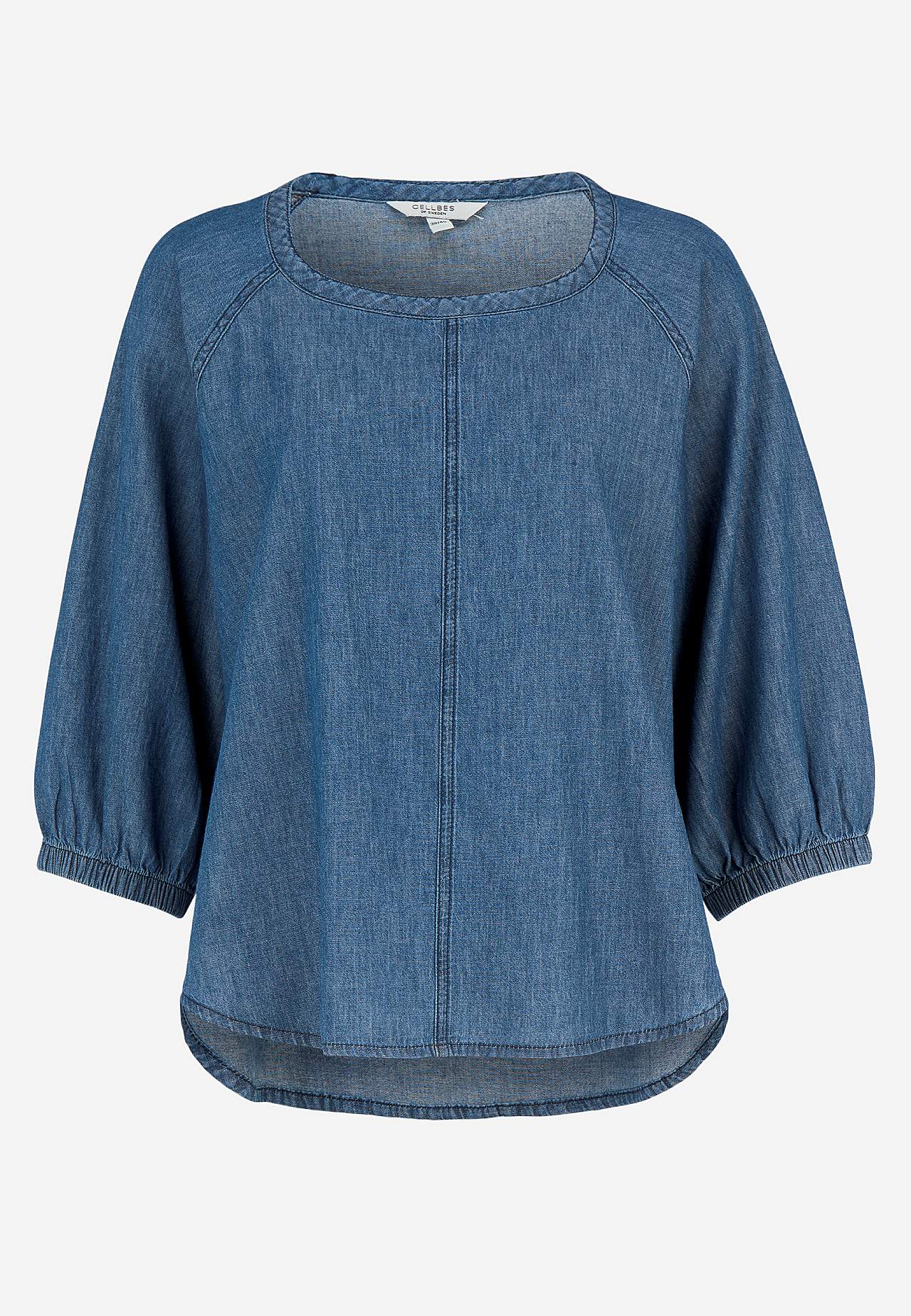 Denimblus med vida ärmar