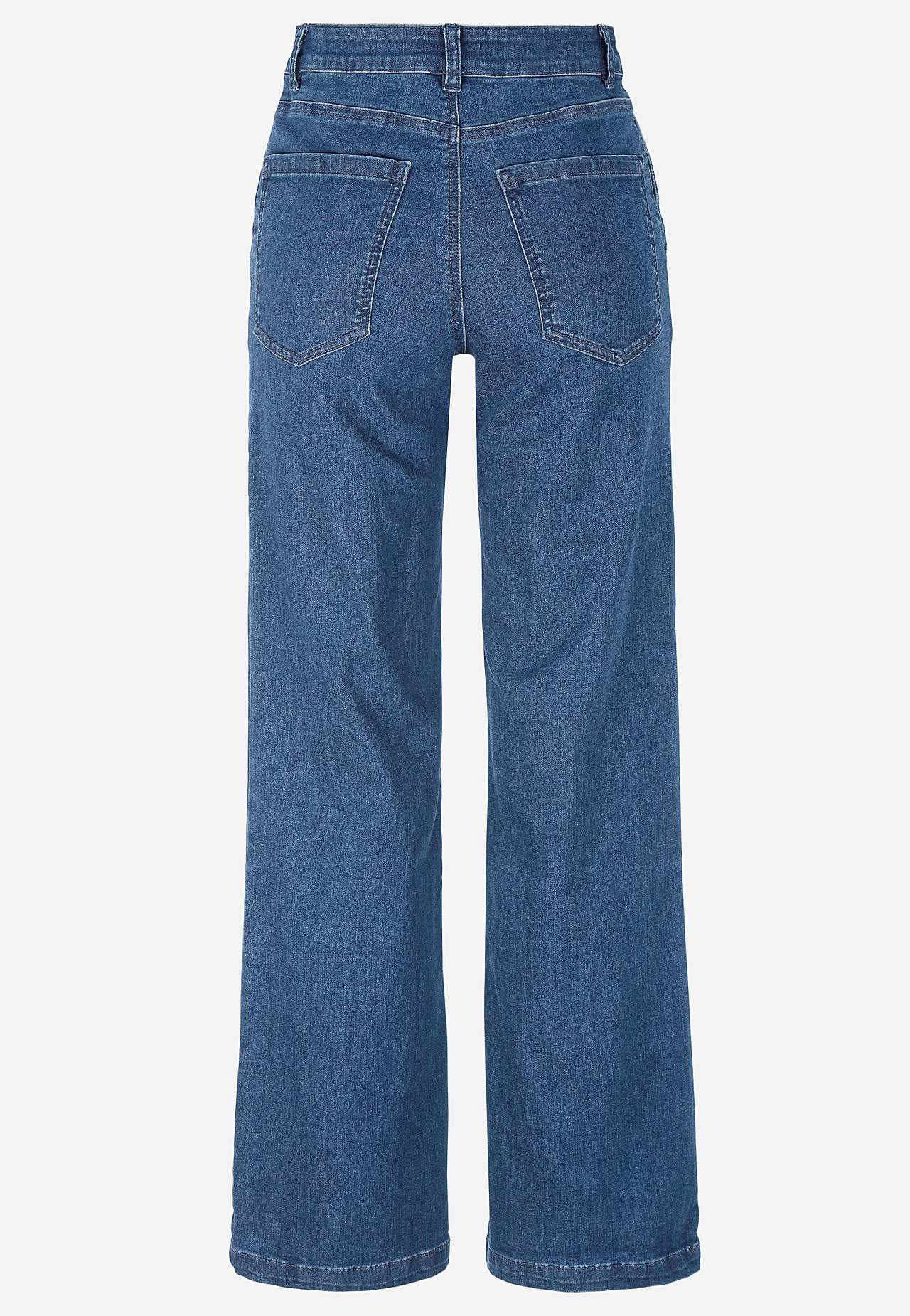 Stretchjeans med sydda pressveck