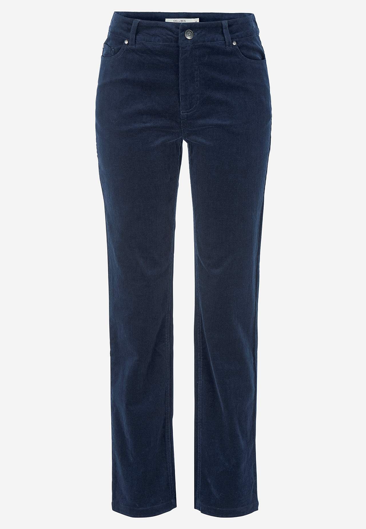 Stretchig manchesterbyxa med raka ben